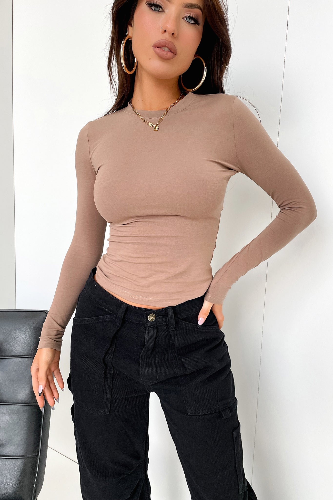 Lemar Long Sleeve Tee - Brown-Coutiqo