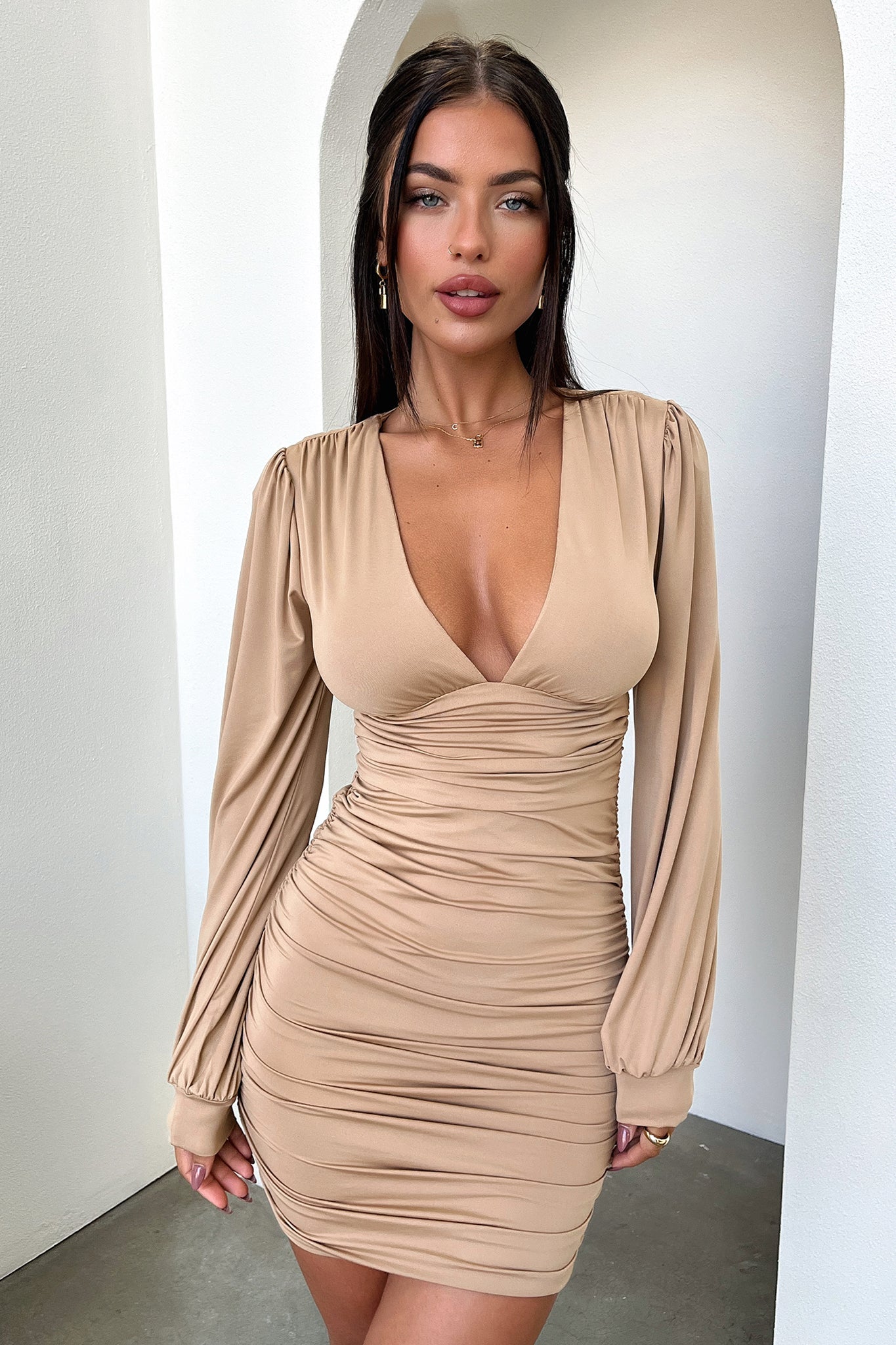 Lewis Dress - Tan-Coutiqo