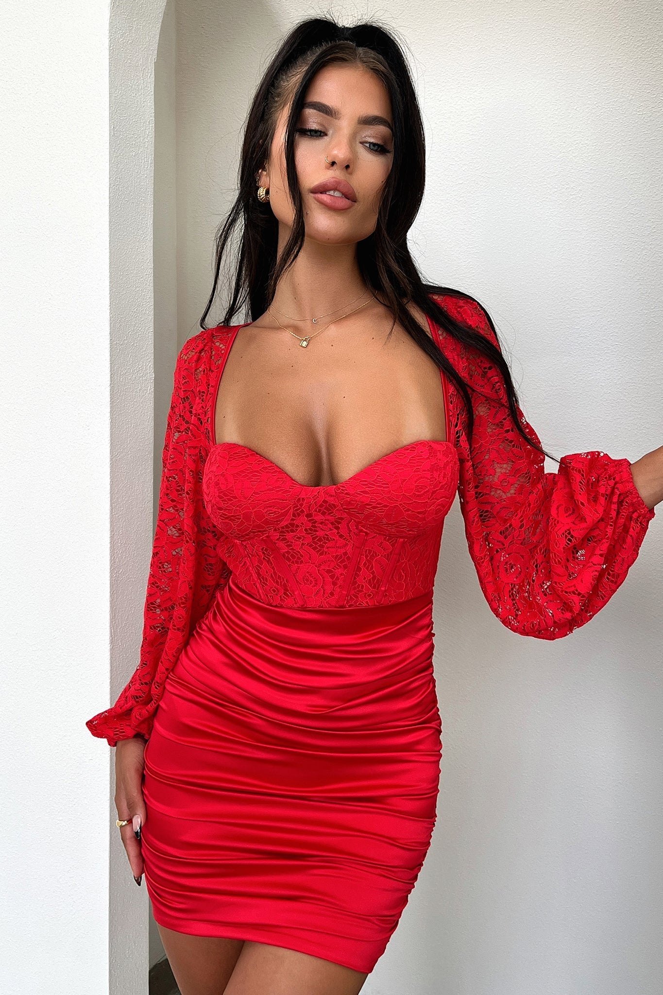 Lirella Mini Dress - Red-Coutiqo