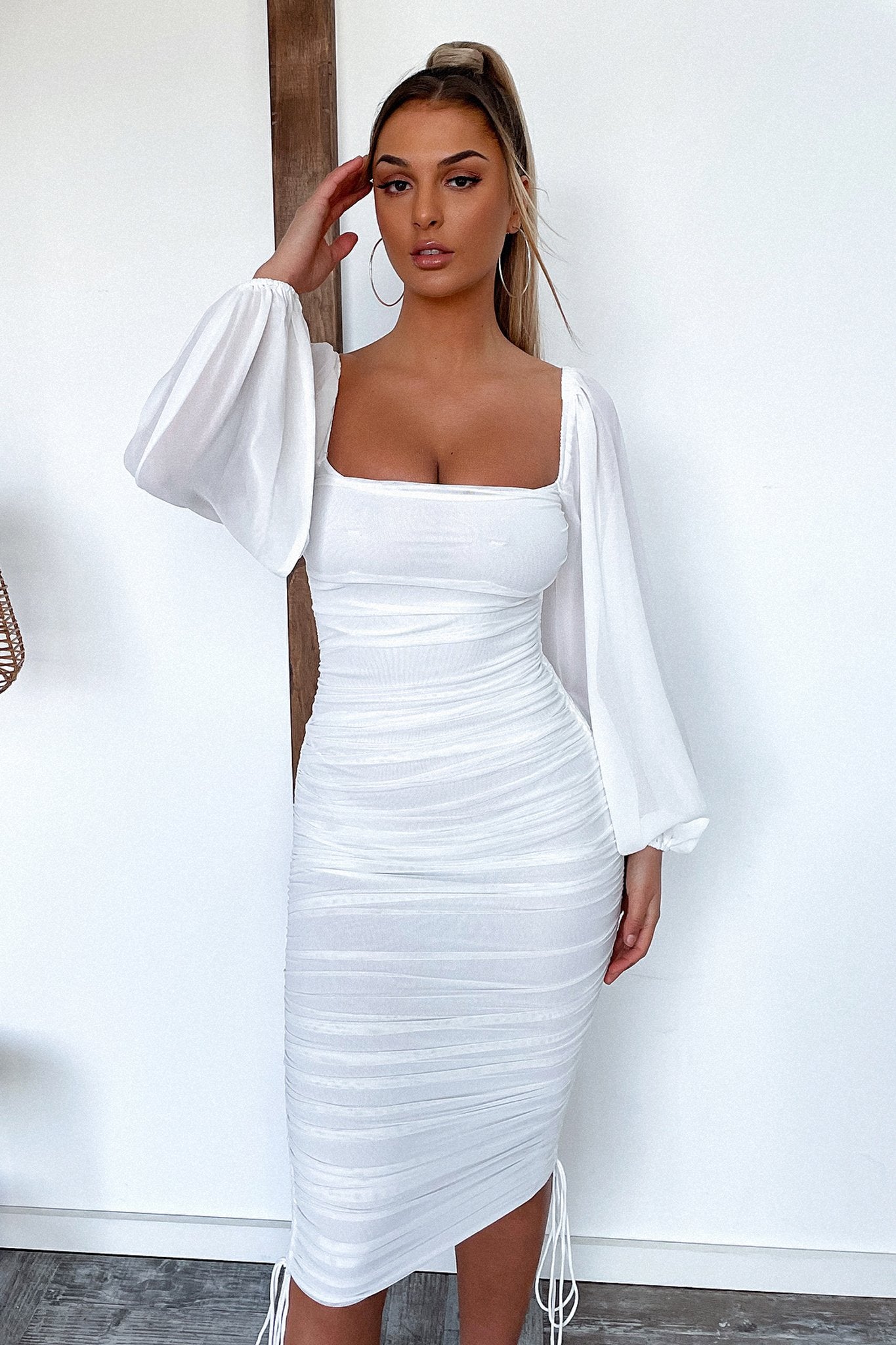 Lorde Midi Dress - White-Coutiqo
