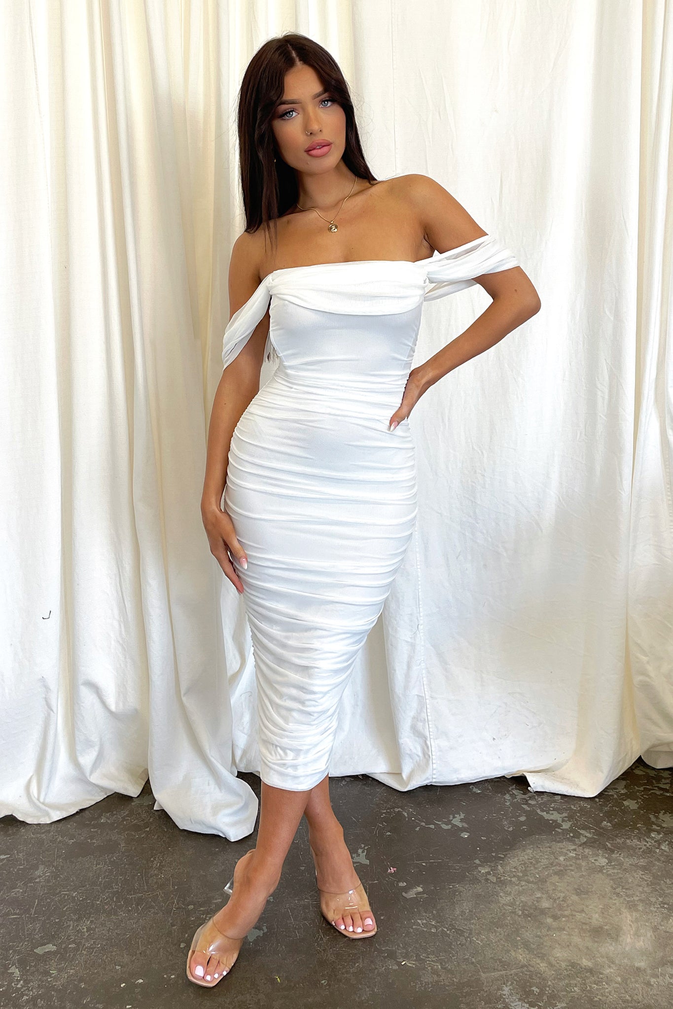 Lucinda Midi Dress - White-Coutiqo