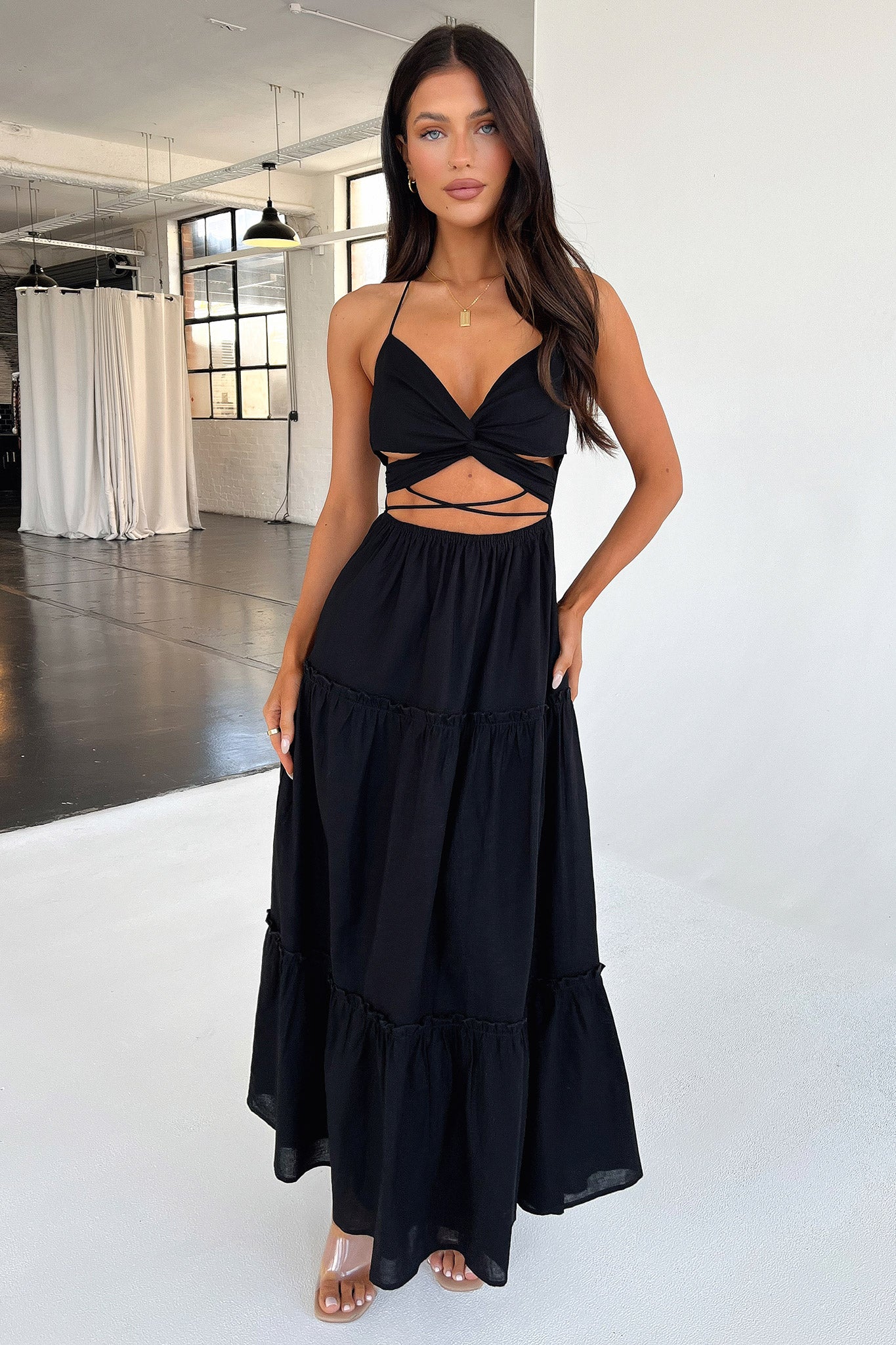 Lucy Maxi Dress - Black-Coutiqo