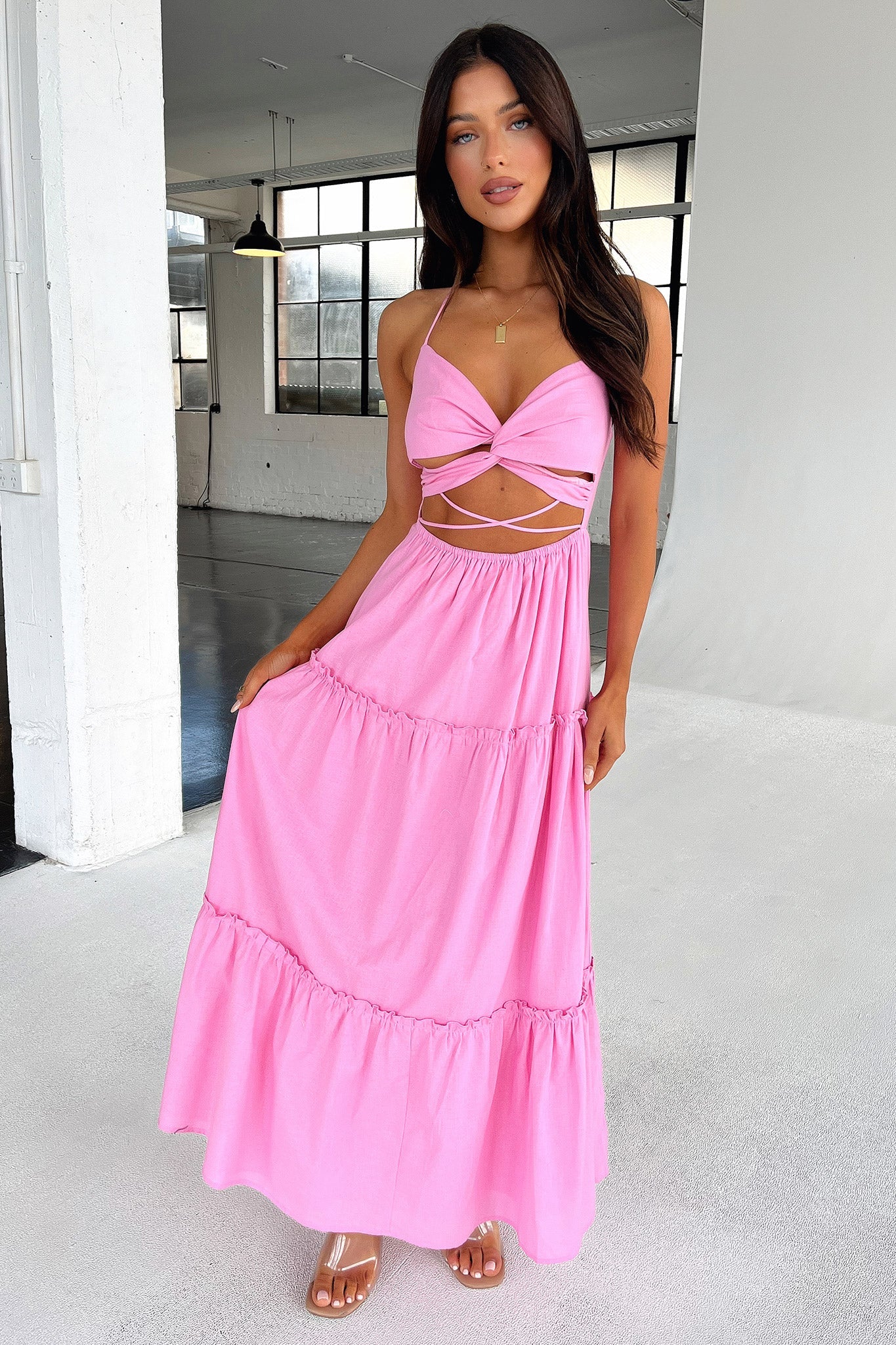 Lucy Maxi Dress - Pink-Coutiqo