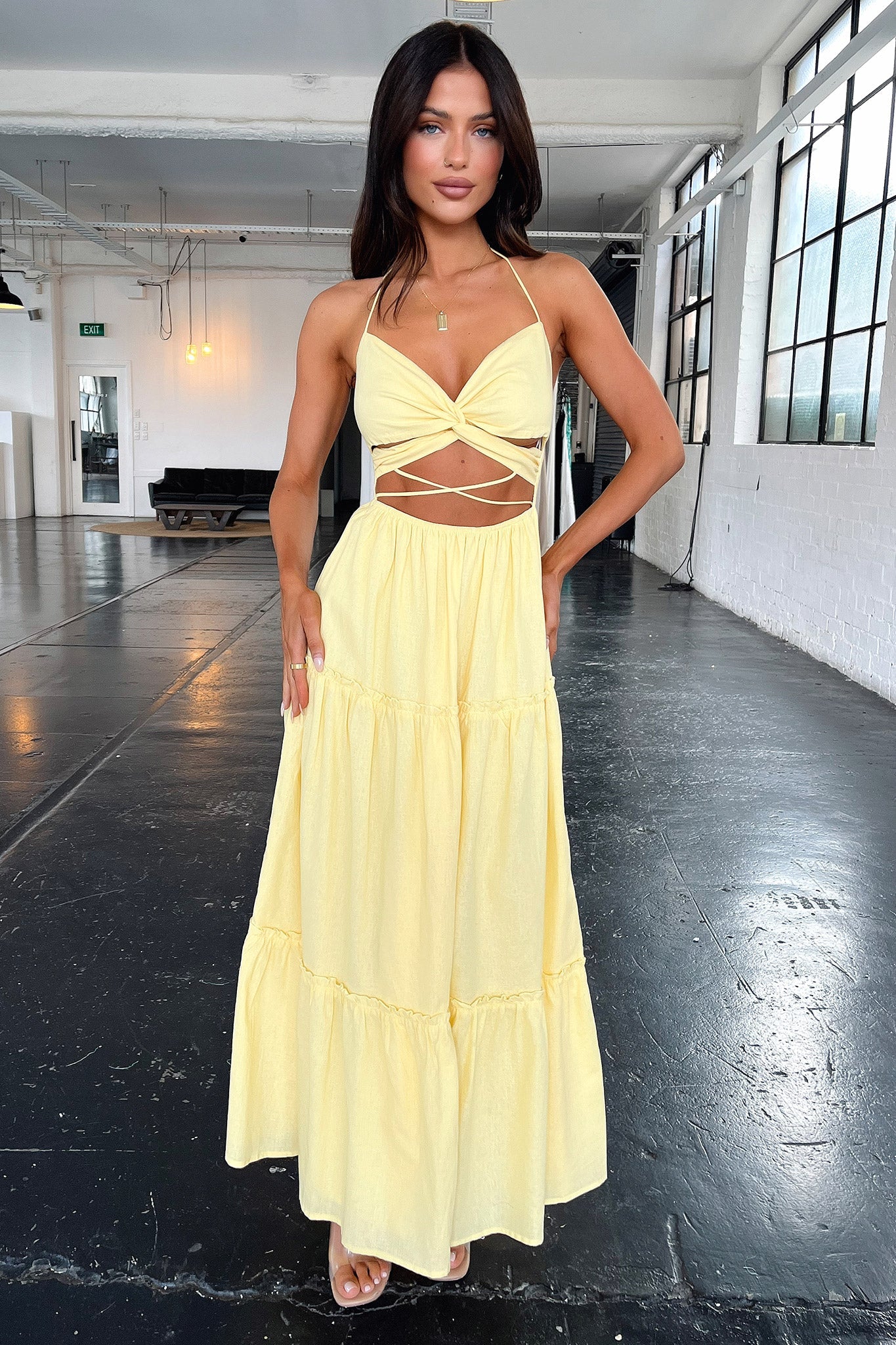 Lucy Maxi Dress - Yellow-Coutiqo