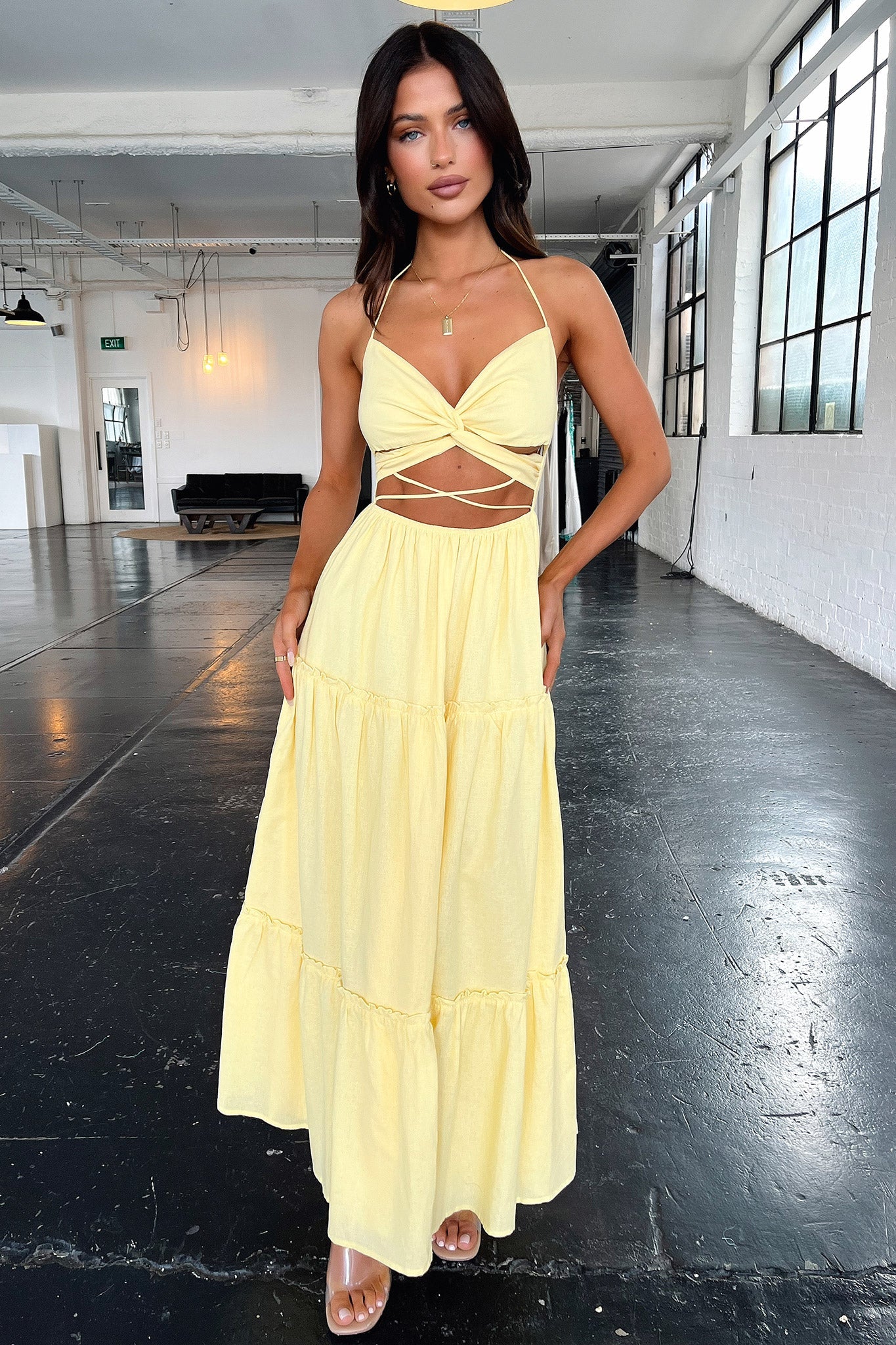 Lucy Maxi Dress - Yellow-Coutiqo