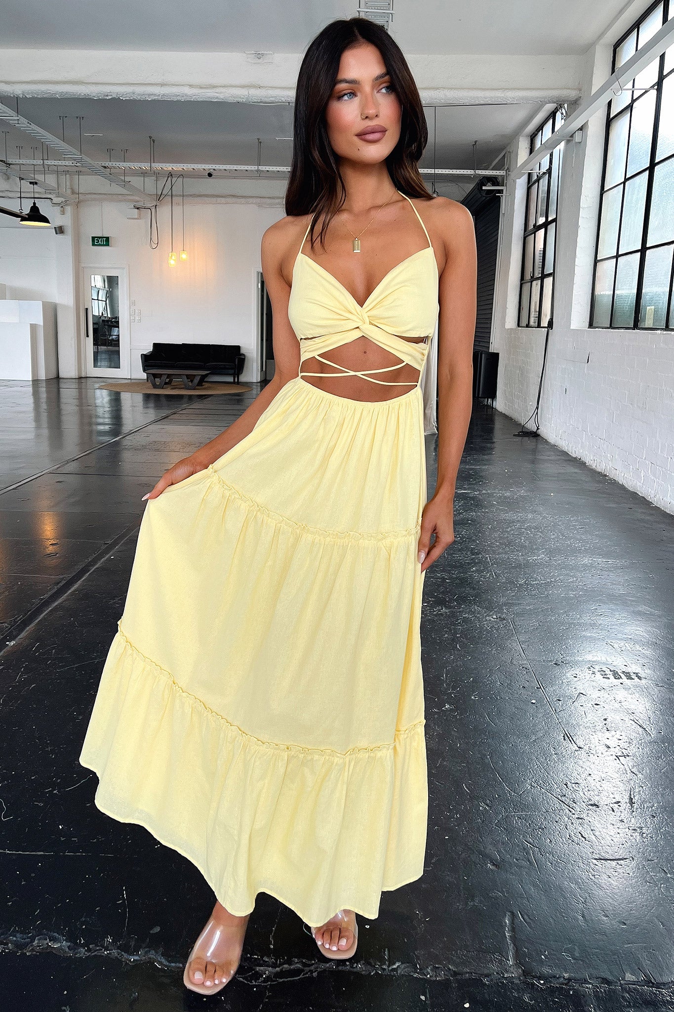 Lucy Maxi Dress - Yellow-Coutiqo