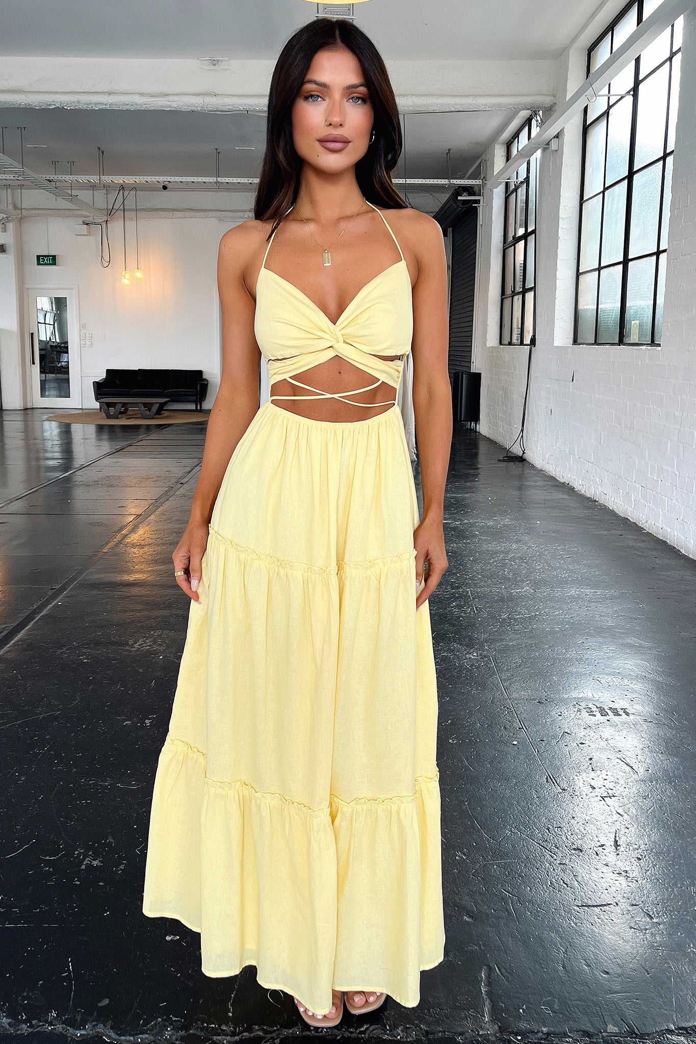 Lucy Maxi Dress - Yellow-Coutiqo