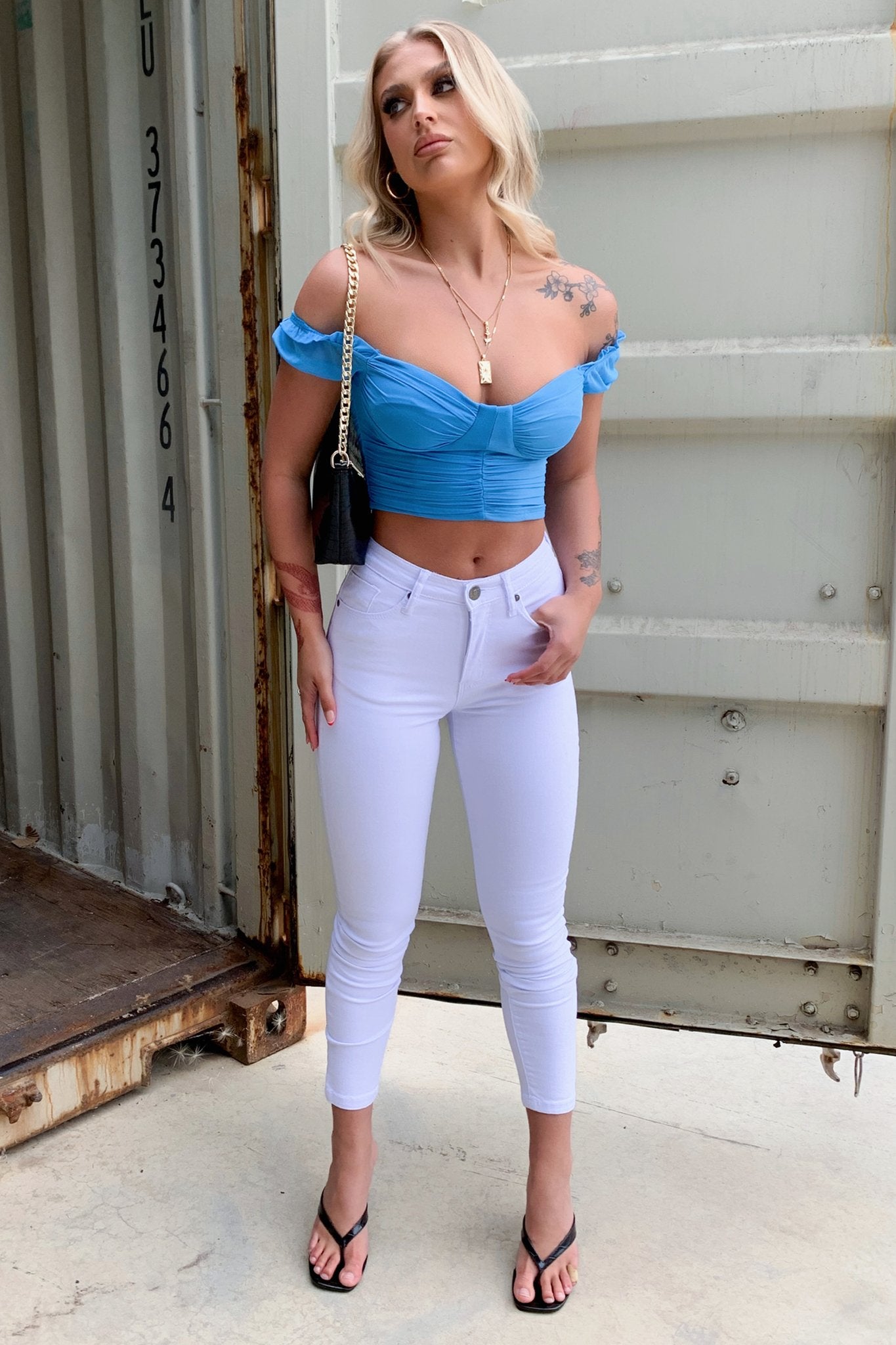 Fendy Denim Jeans - White-Coutiqo