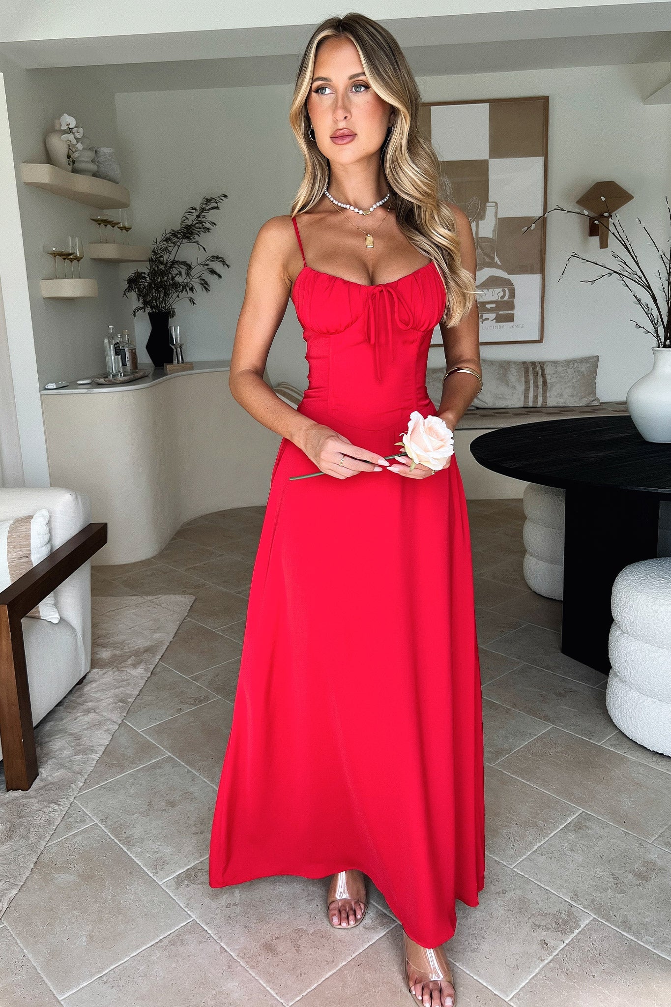Magdalena Maxi Dress - Red-Coutiqo