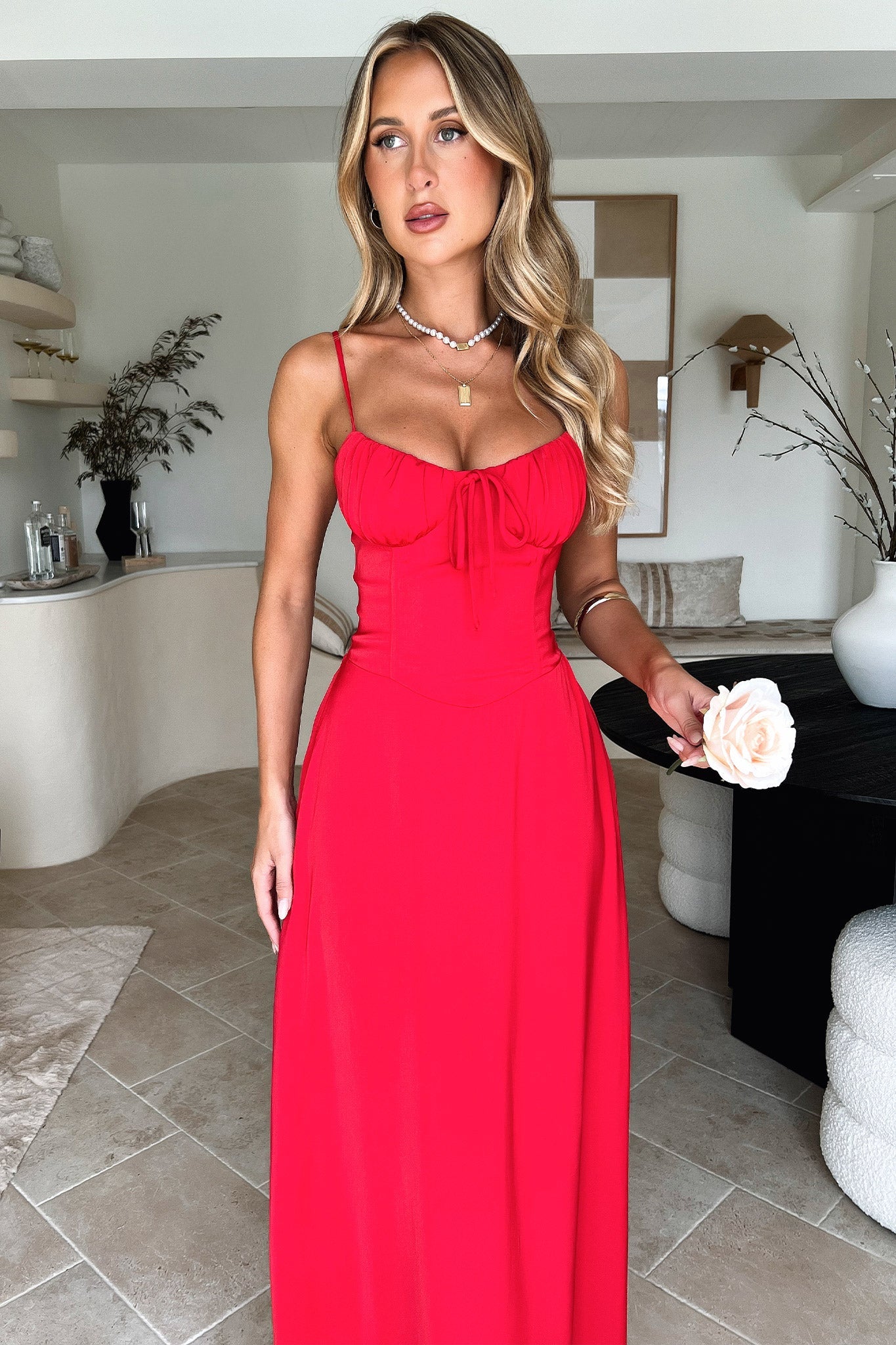 Magdalena Maxi Dress - Red-Coutiqo