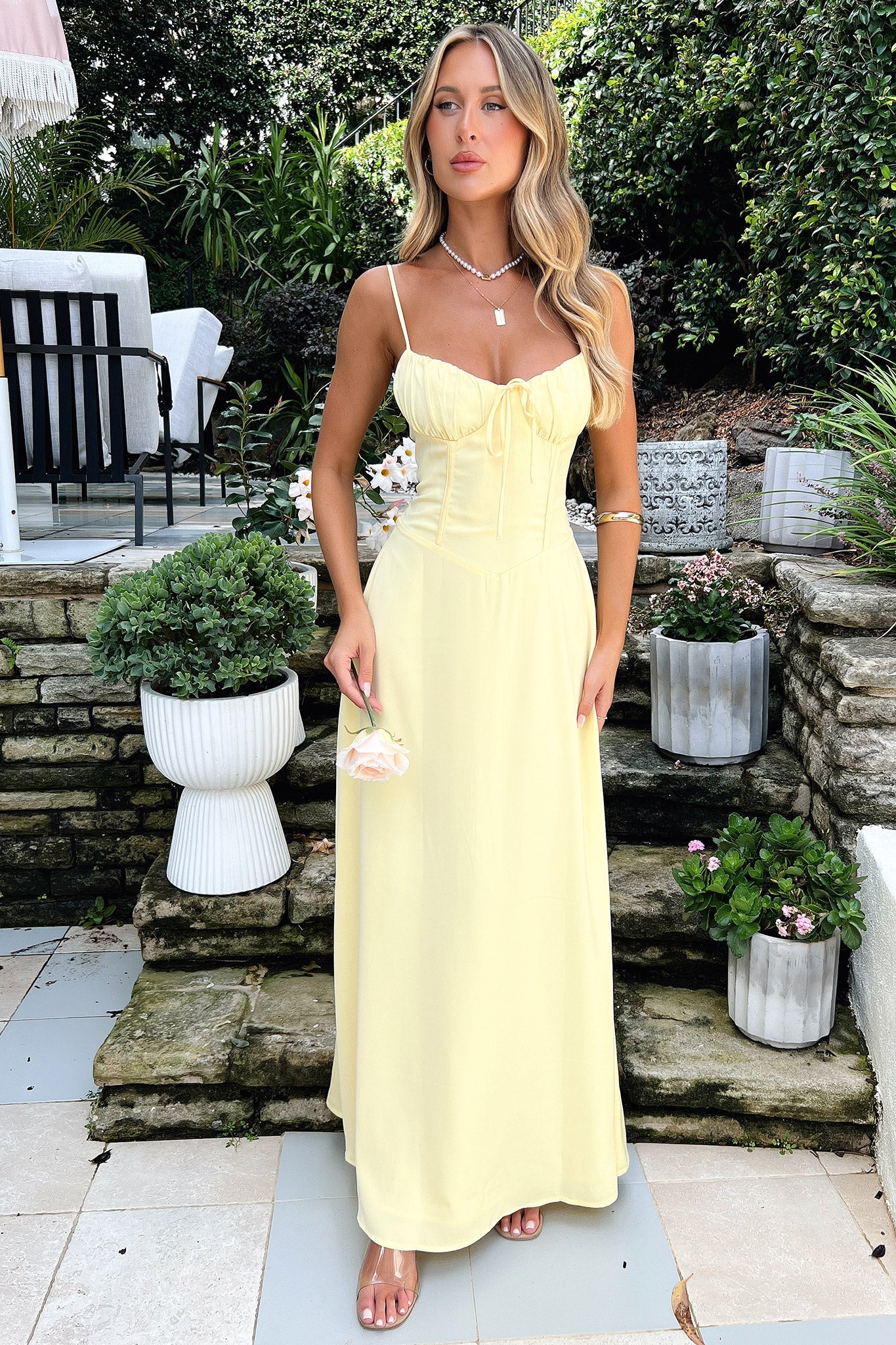 Magdalena Maxi Dress - Yellow-Coutiqo