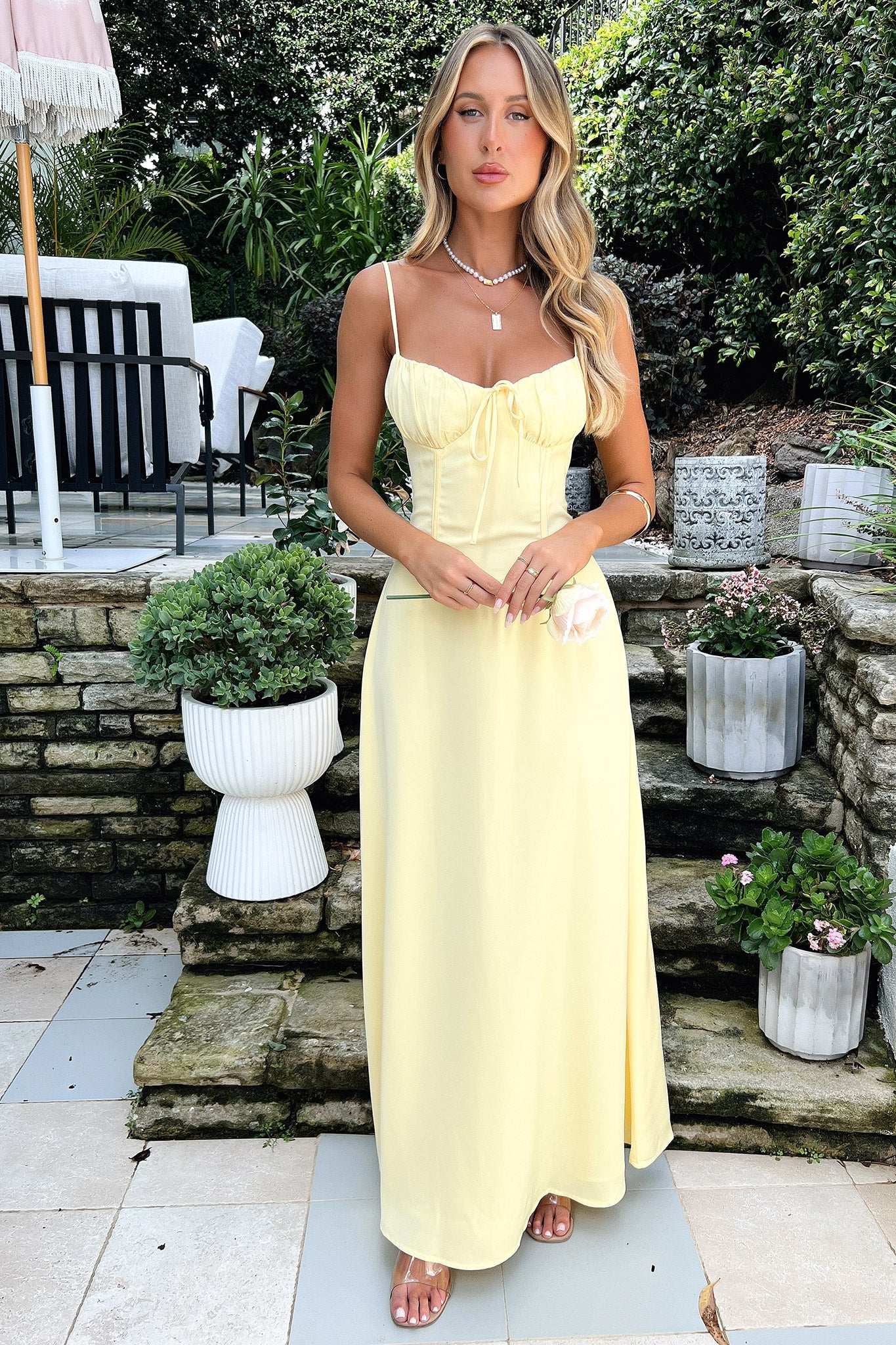 Magdalena Maxi Dress - Yellow-Coutiqo