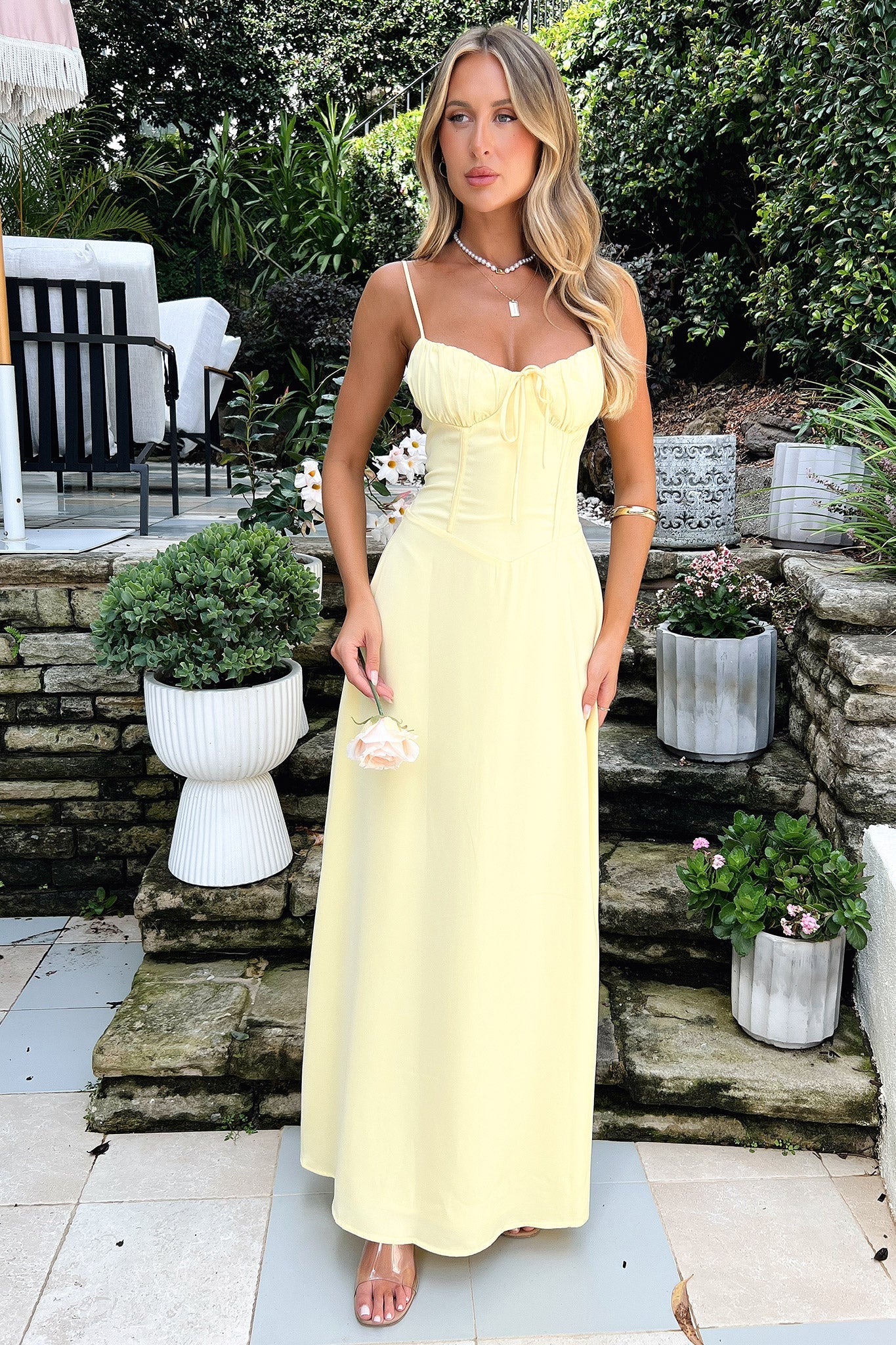 Magdalena Maxi Dress - Yellow-Coutiqo