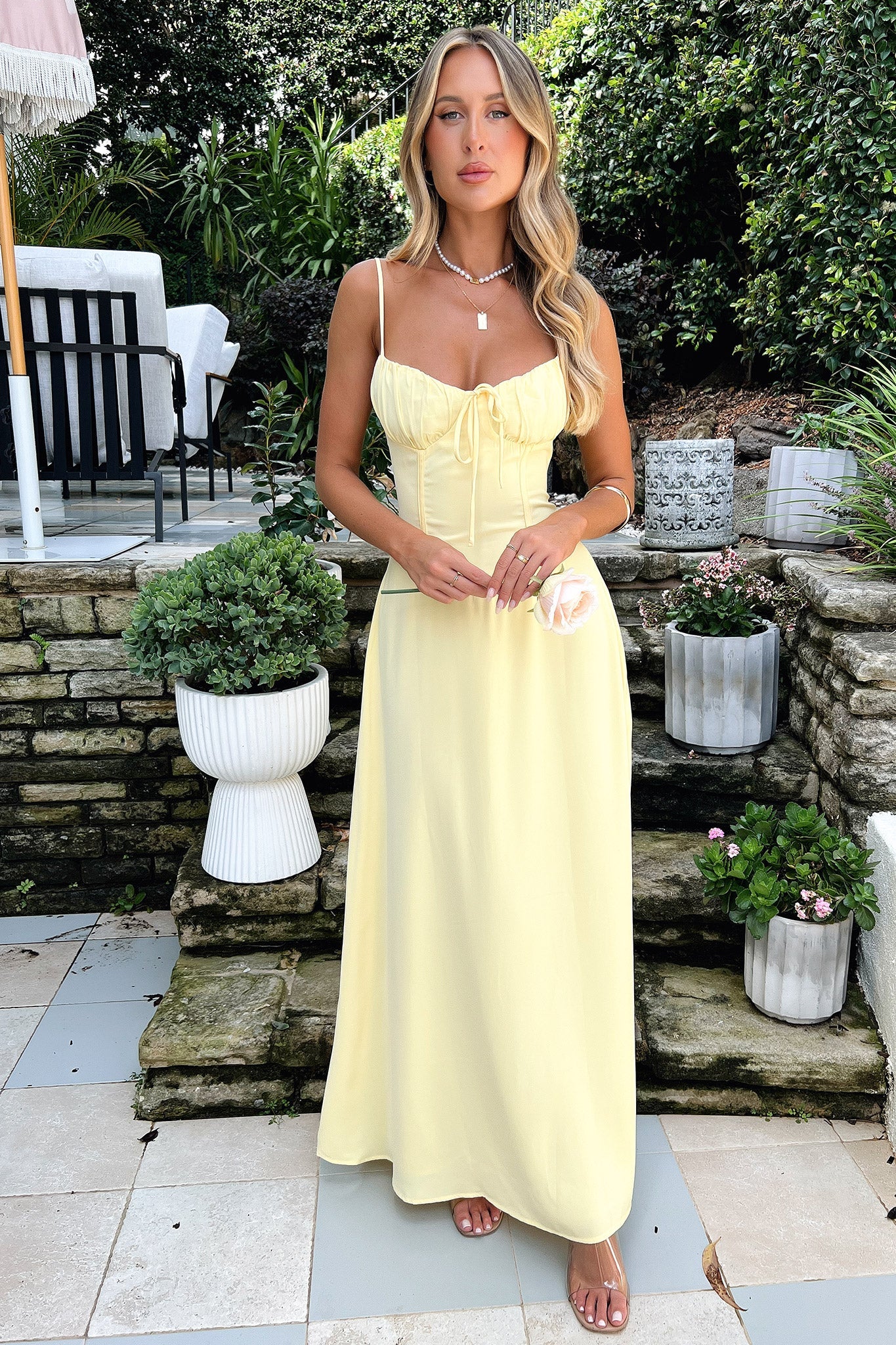 Magdalena Maxi Dress - Yellow-Coutiqo