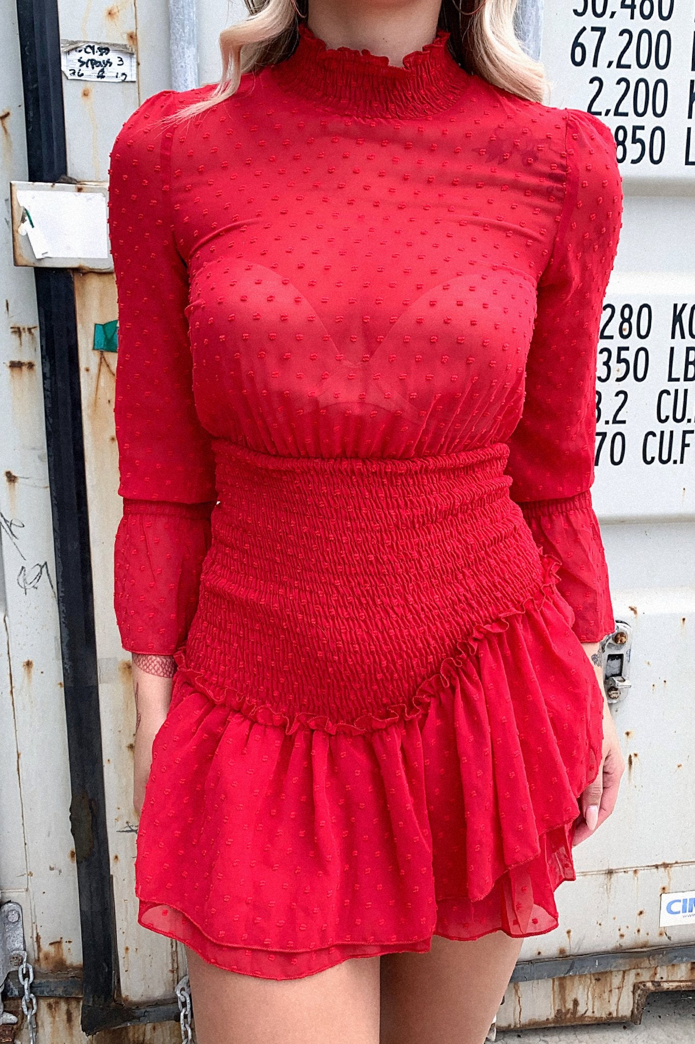 Maia Dress - Deep Red-Coutiqo