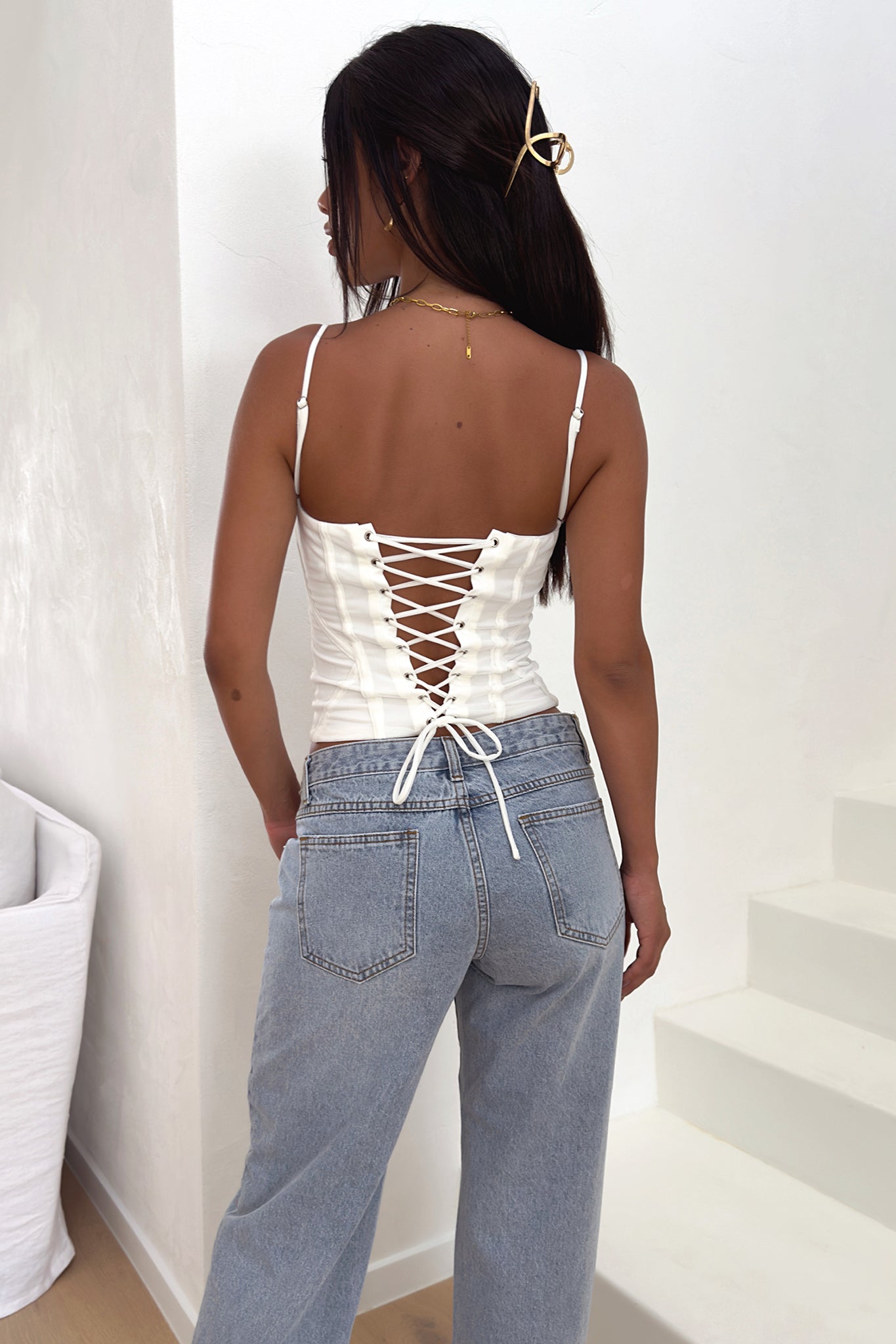 Malakai Corset - White-Coutiqo