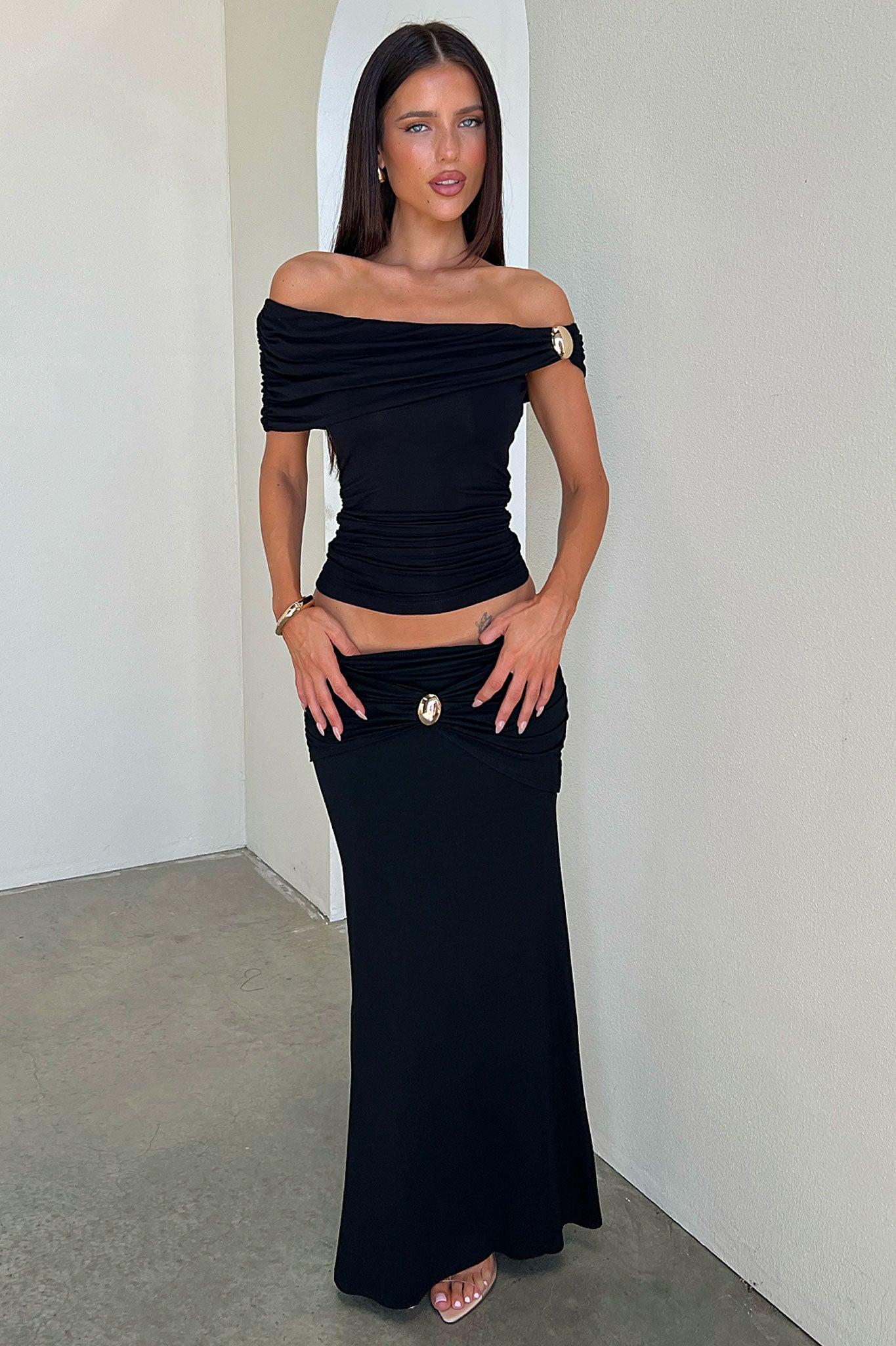 Malika Maxi Skirt - Black-Coutiqo