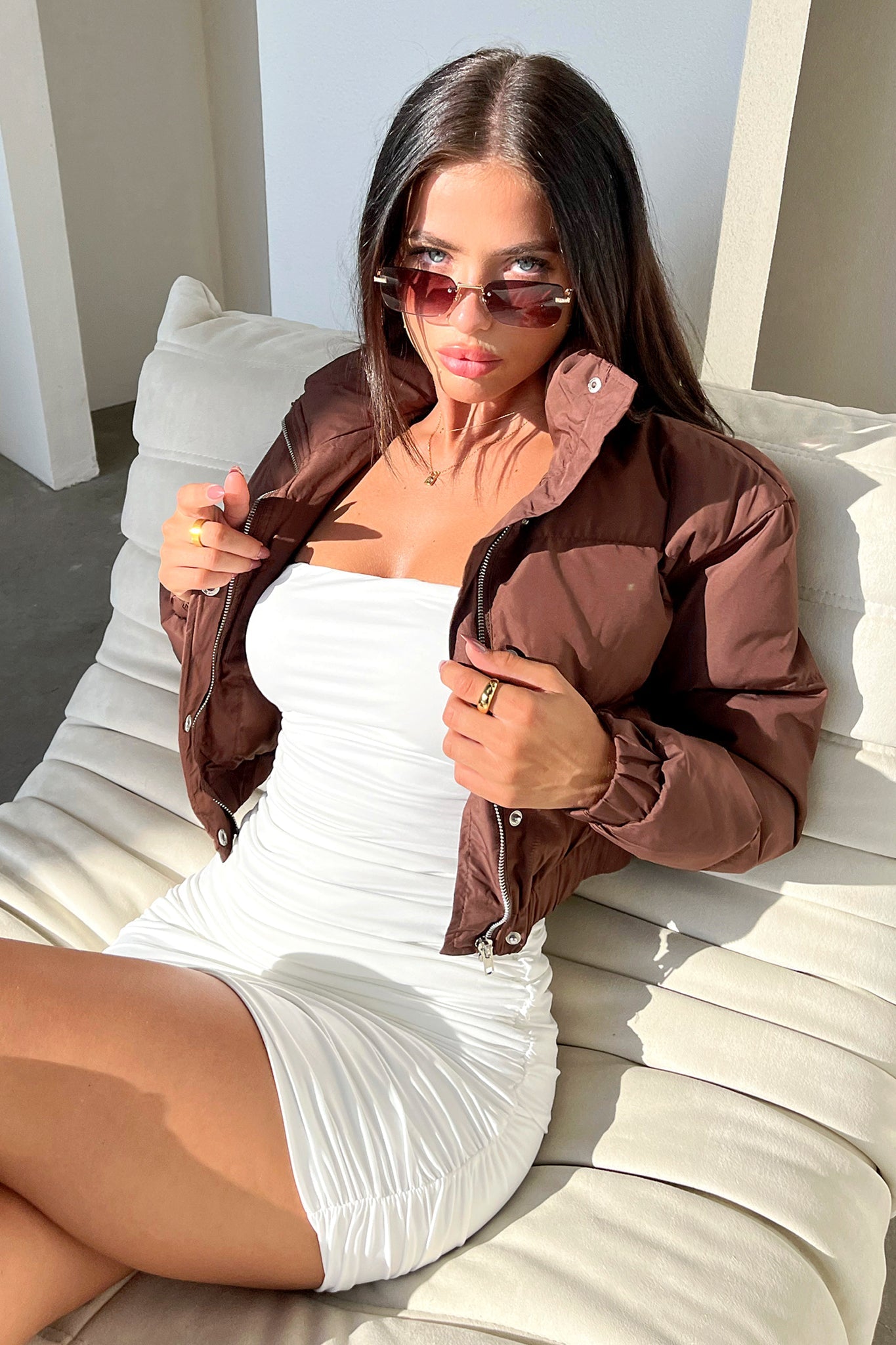 Manchester Puffer Jacket - Brown-Coutiqo