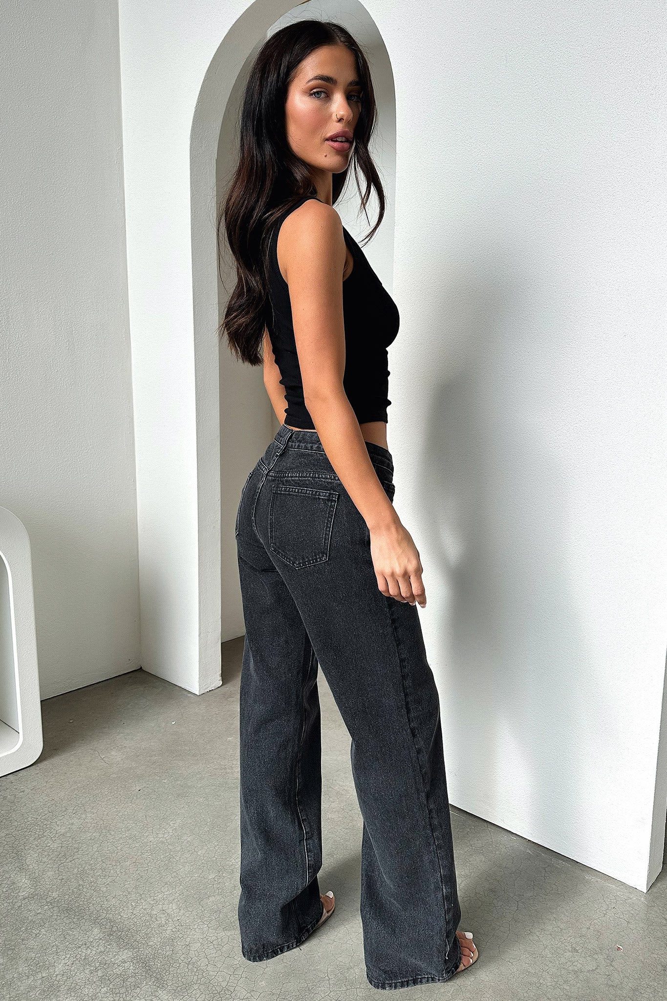 Marcus Low Rise Jeans - Black-Coutiqo