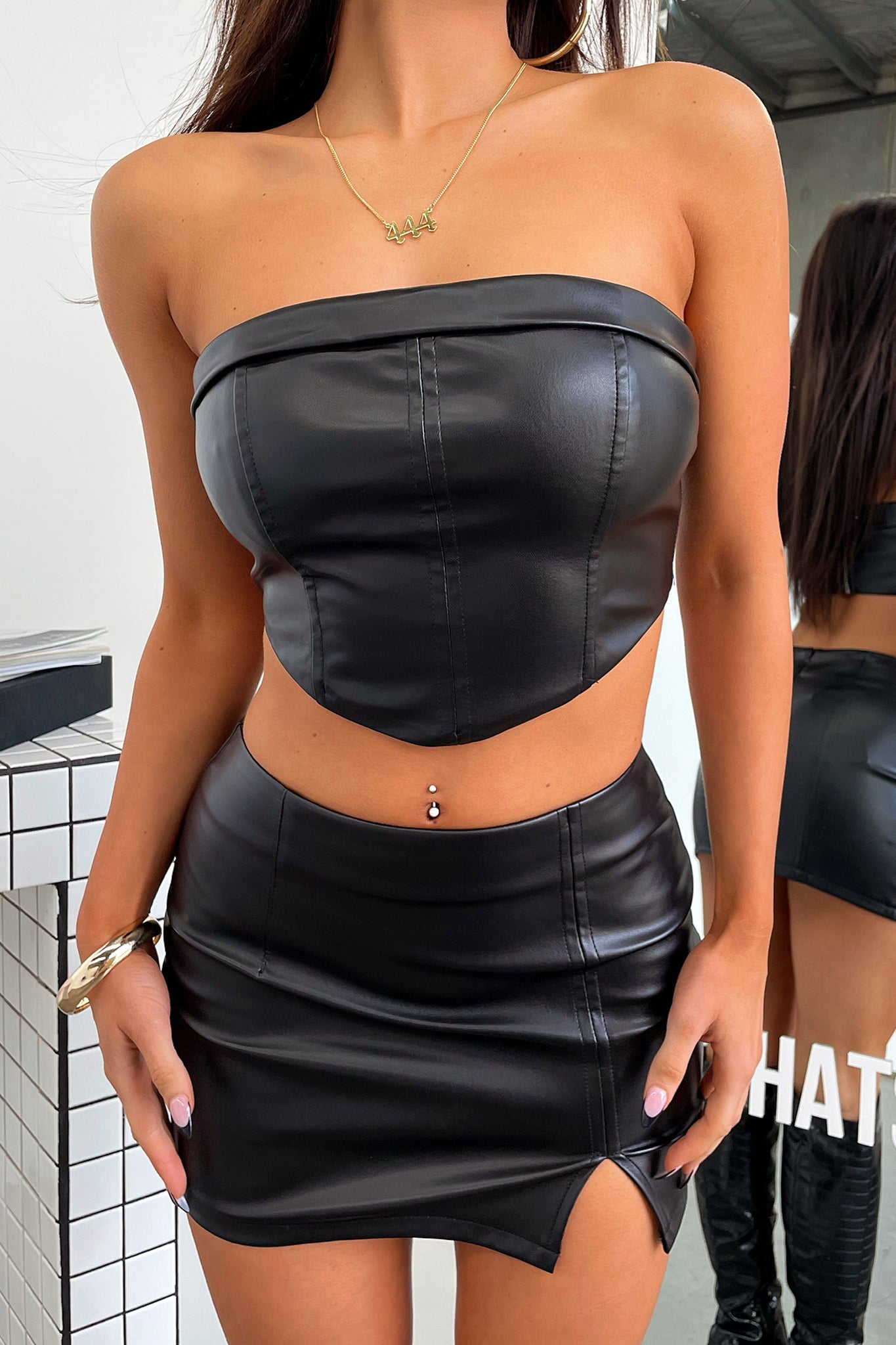 Marin Crop - Black PU-Coutiqo