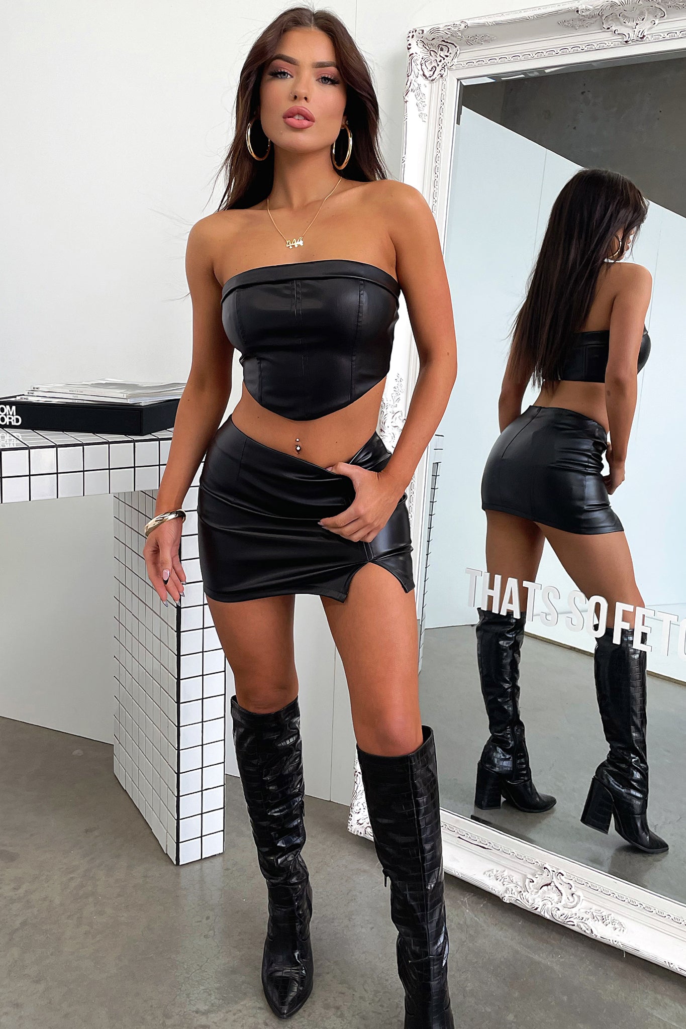 Marin Crop - Black PU-Coutiqo