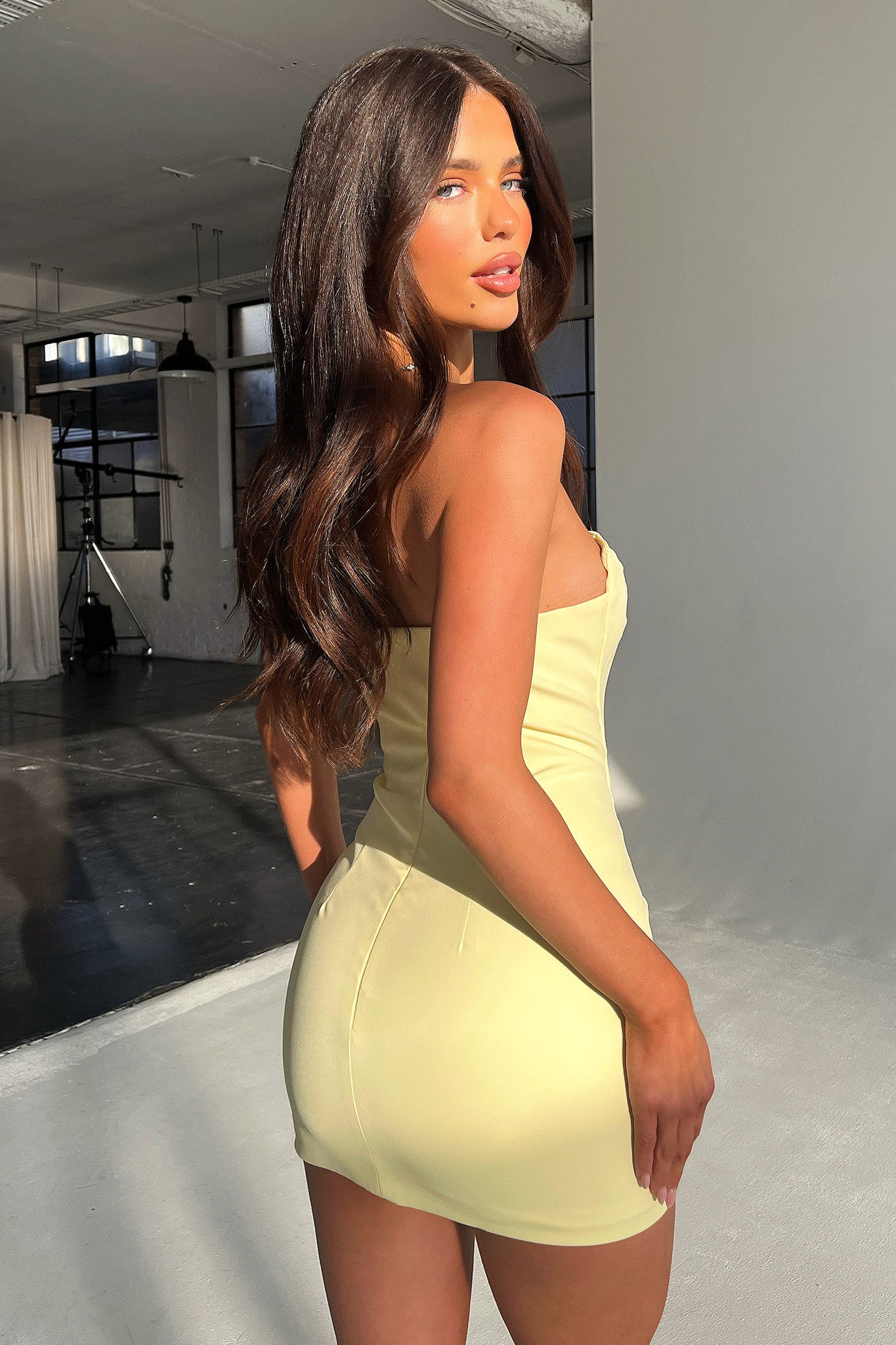 Marlo Strapless Mini Dress - Yellow-Coutiqo
