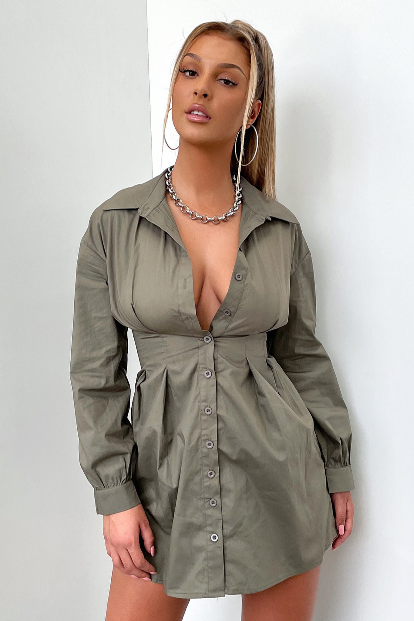 Markez T-Shirt Dress - Khaki-Coutiqo