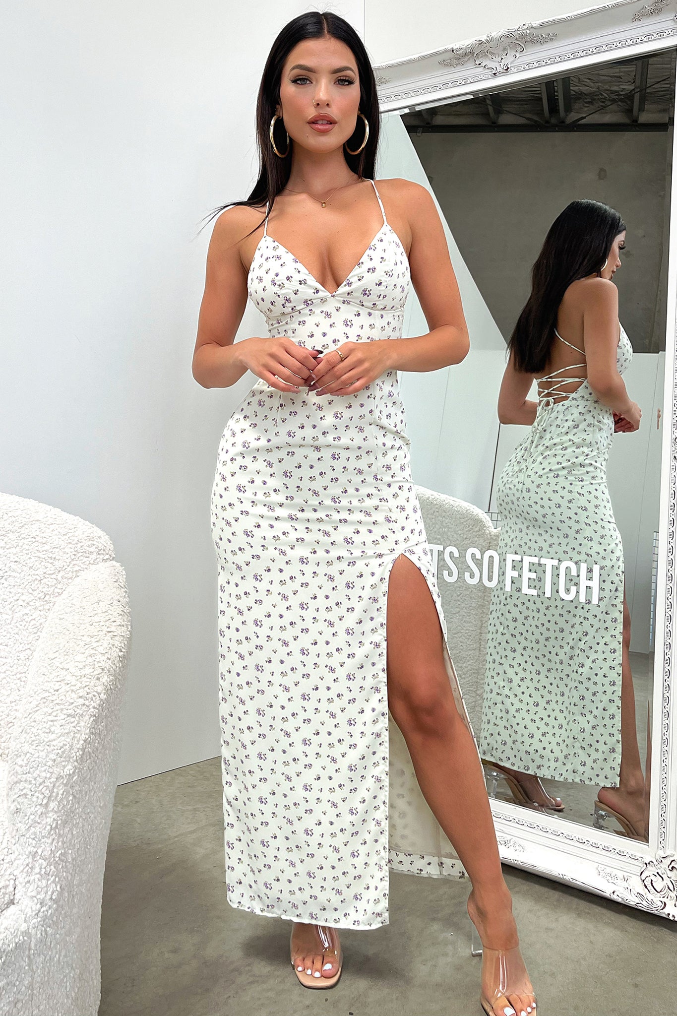 Kels Maxi Dress - Purple Floral-Coutiqo