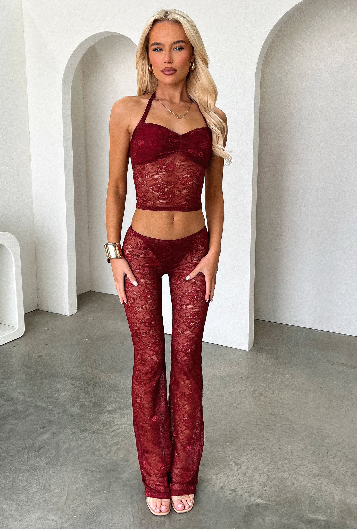 Melina Pants - Burgundy-Coutiqo