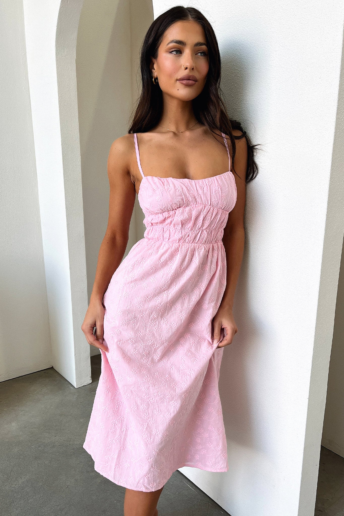 Mik Midi Dress - Pink-Coutiqo