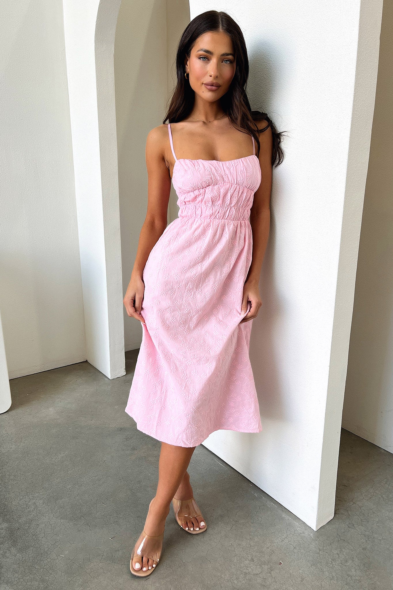 Mik Midi Dress - Pink-Coutiqo