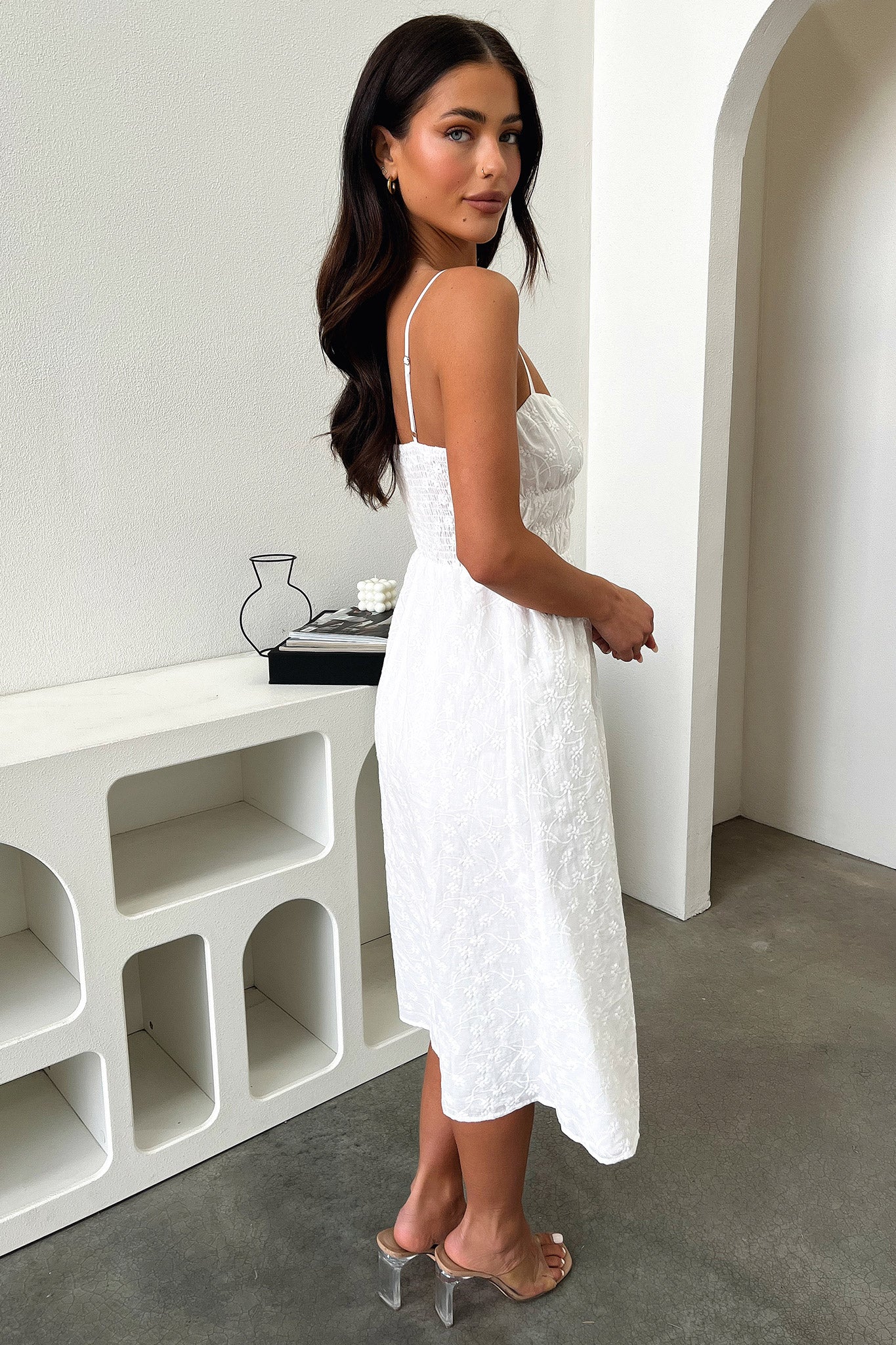 Mik Midi Dress - White-Coutiqo