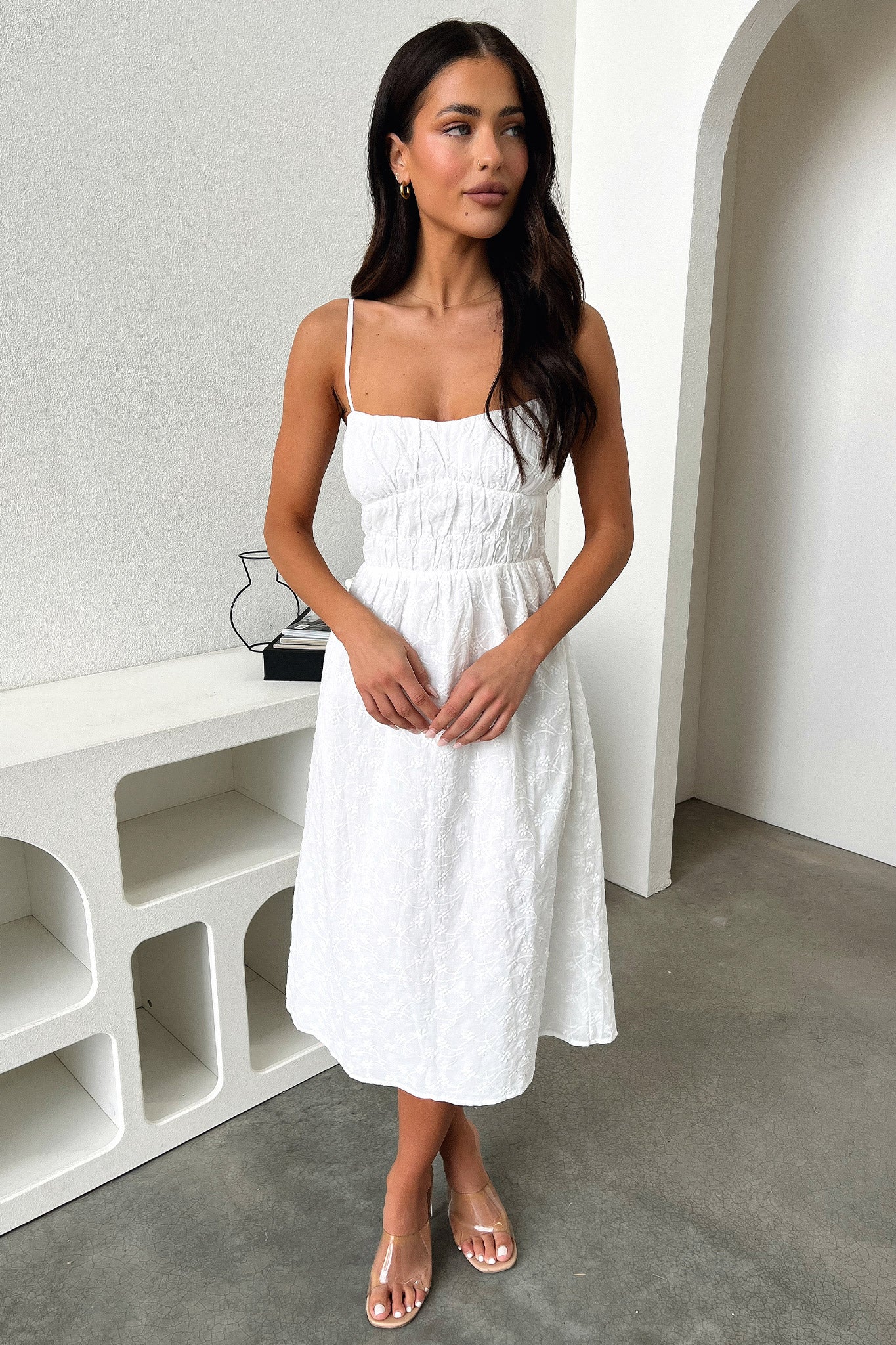 Mik Midi Dress - White-Coutiqo