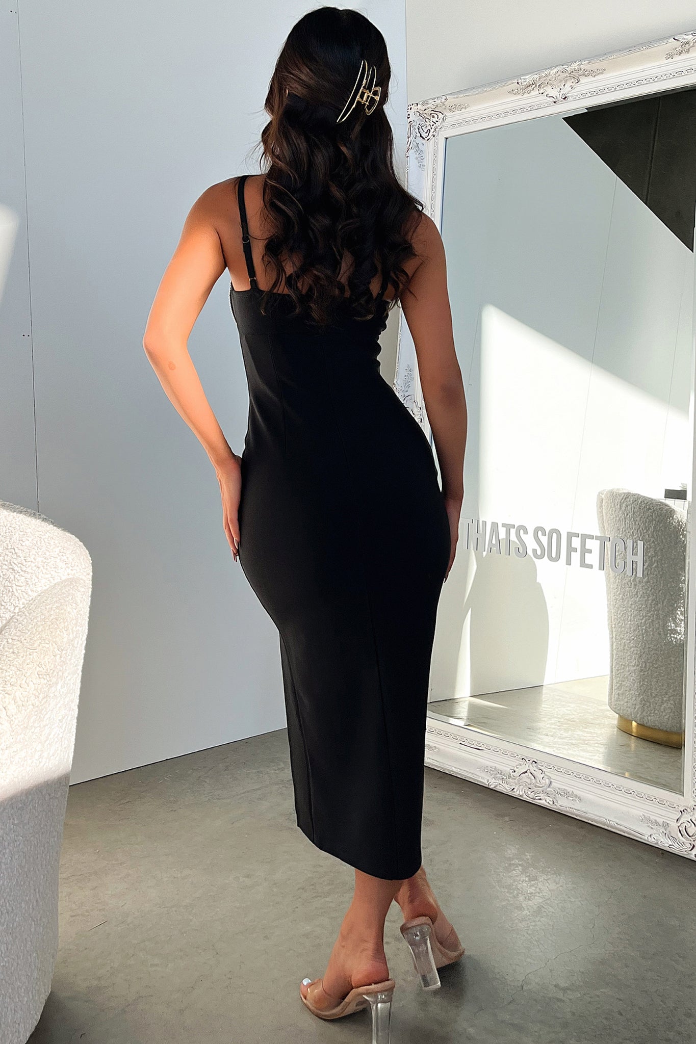 Milan Midi Dress - Black-Coutiqo