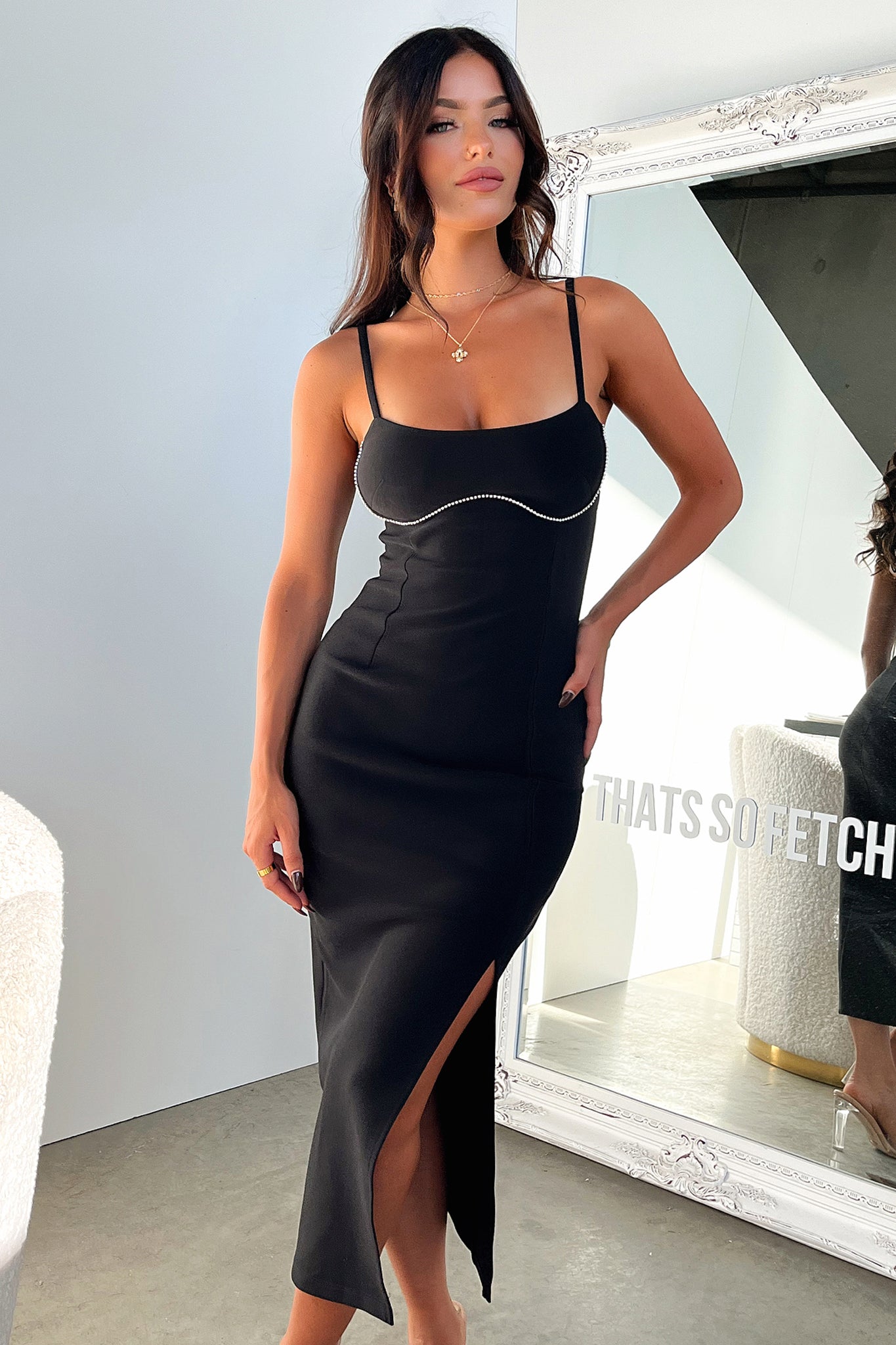 Milan Midi Dress - Black-Coutiqo