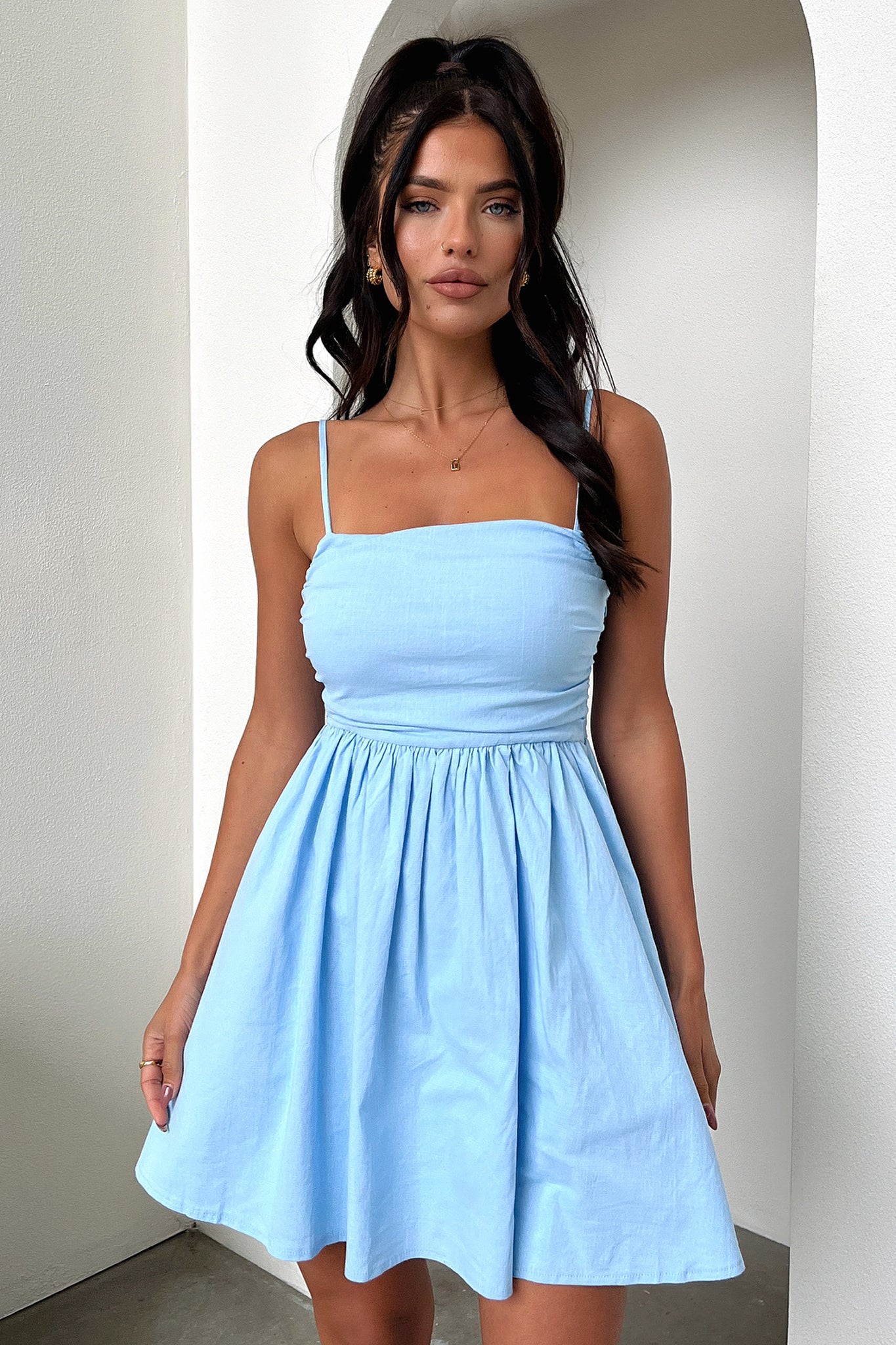 Miley Mini Dress - Blue-Coutiqo