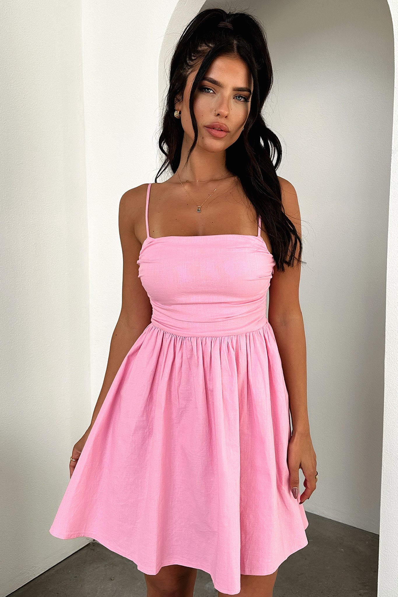 Miley Mini Dress - Pink-Coutiqo