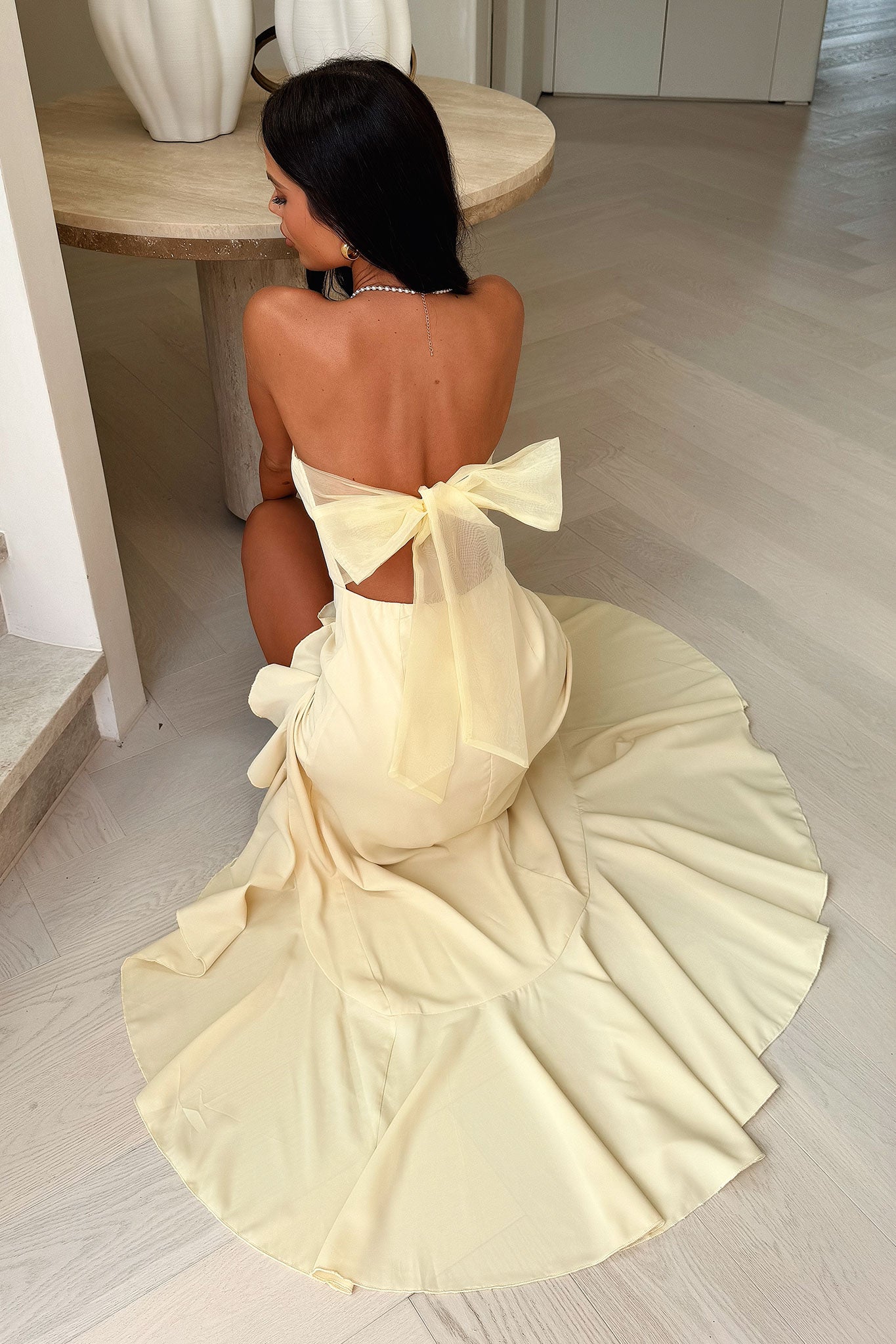 Milford Strapless Maxi Dress - Yellow-Coutiqo
