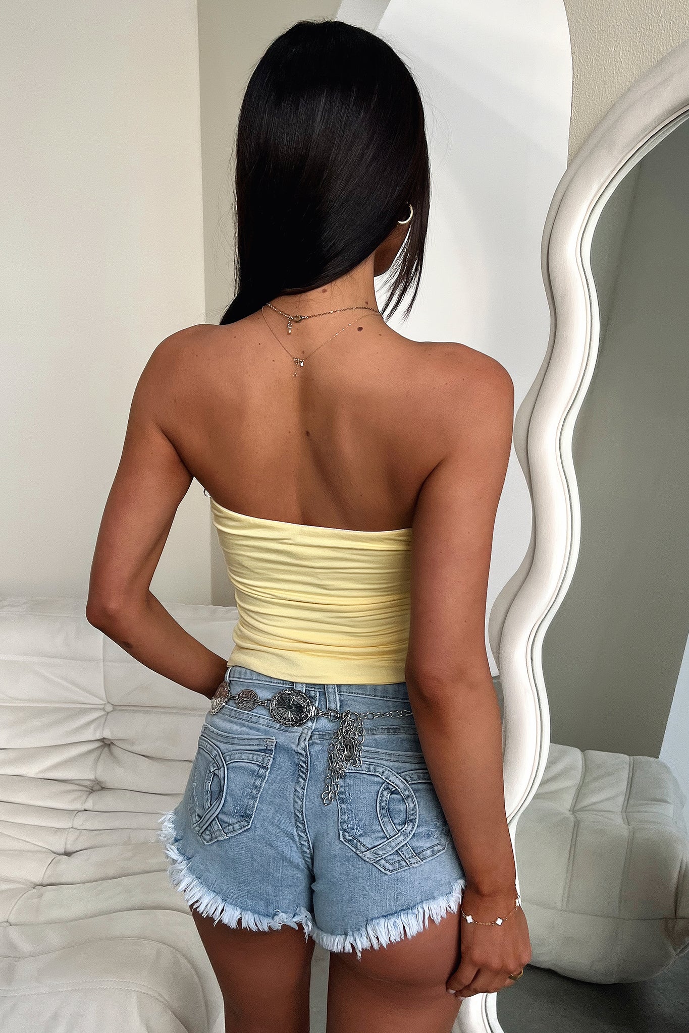 Myah Bandeau Top - Yellow-Coutiqo
