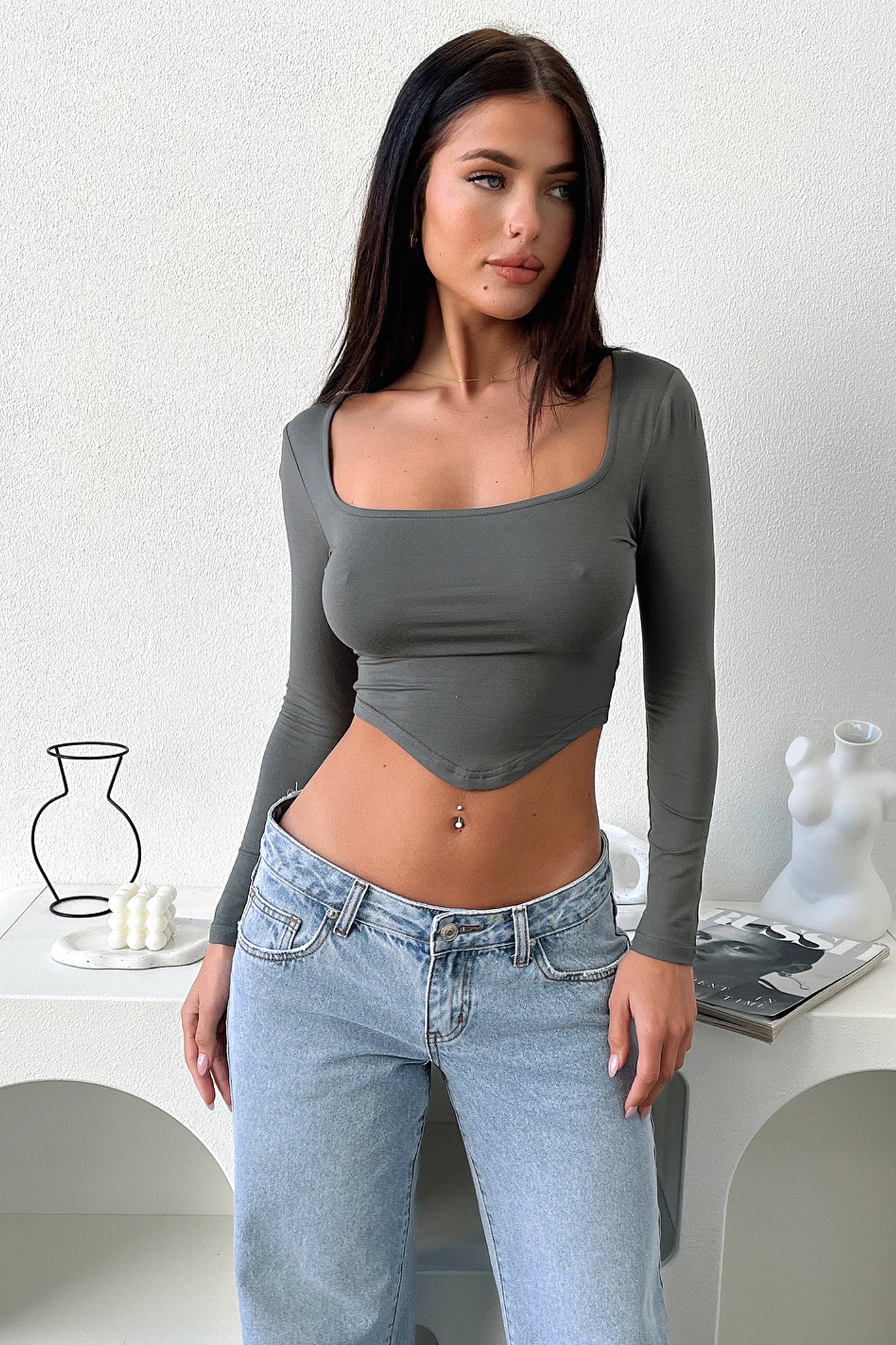 Nada Crop - Khaki-Coutiqo