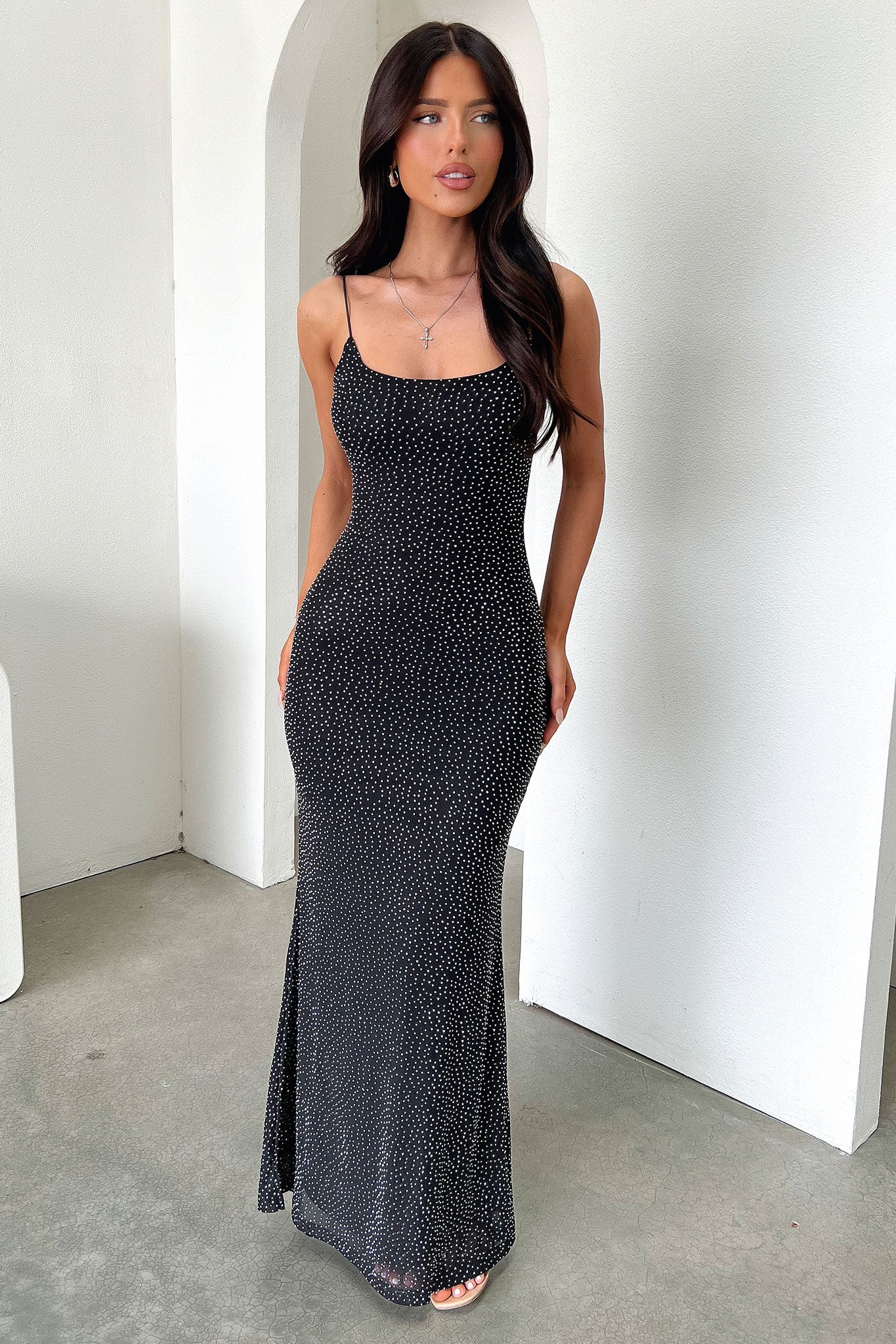 Nalani Embellished Maxi Dress - Black-Coutiqo