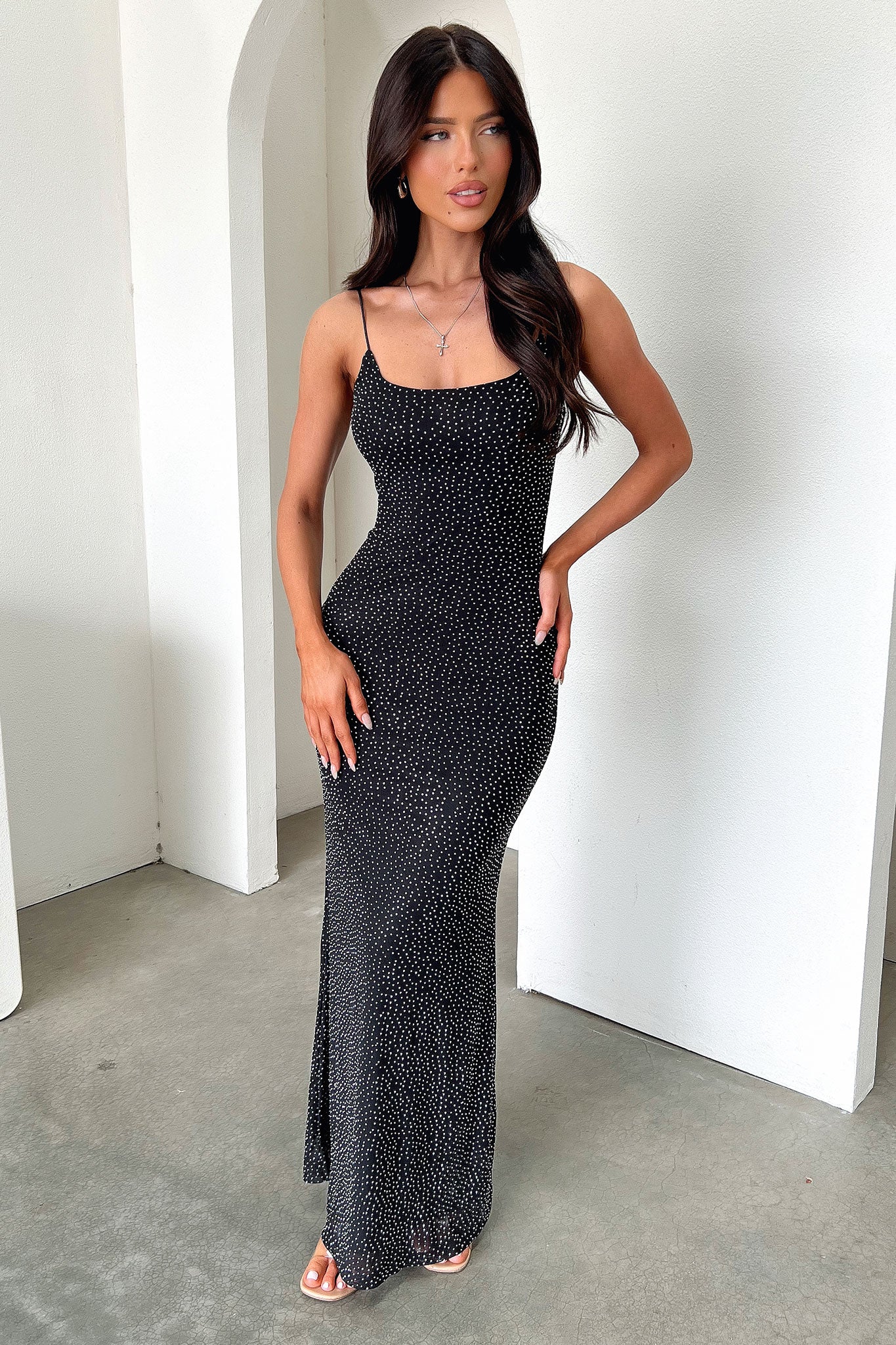 Nalani Embellished Maxi Dress - Black-Coutiqo