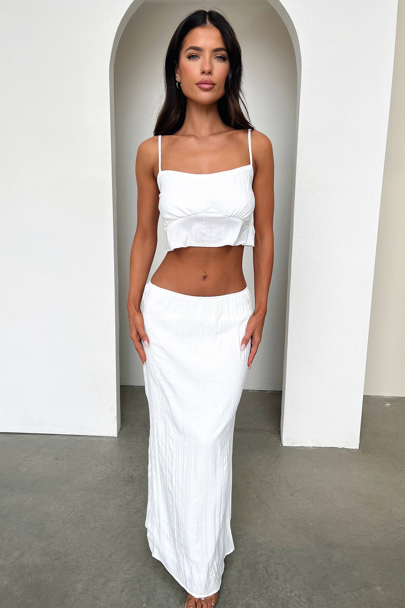 Navine Maxi Skirt - White-Coutiqo
