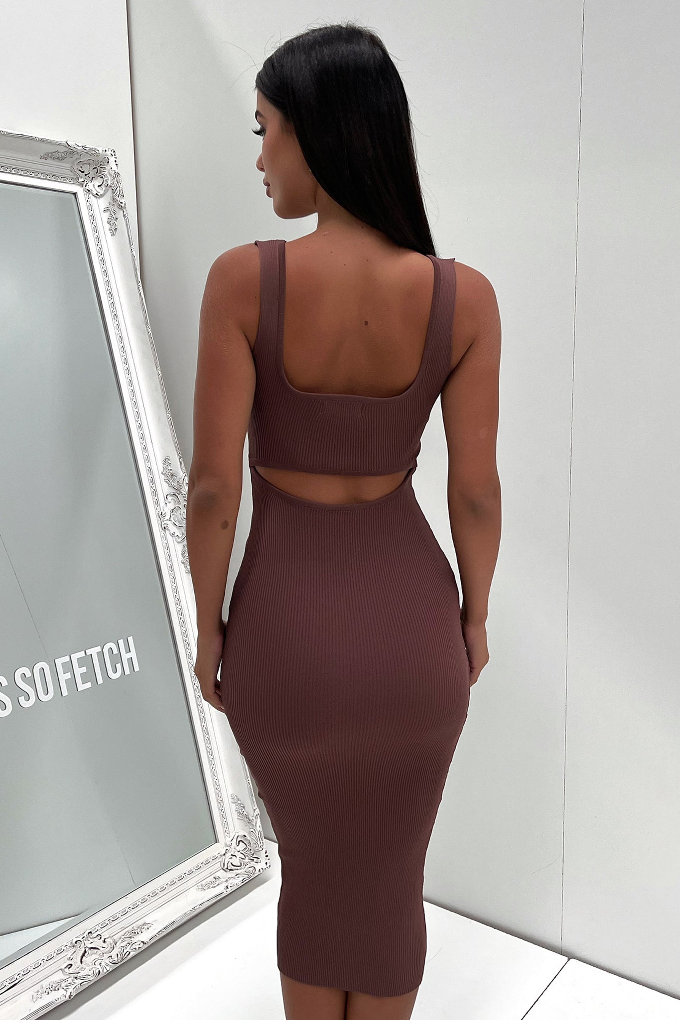 Neeha Midi Dress - Brown-Coutiqo
