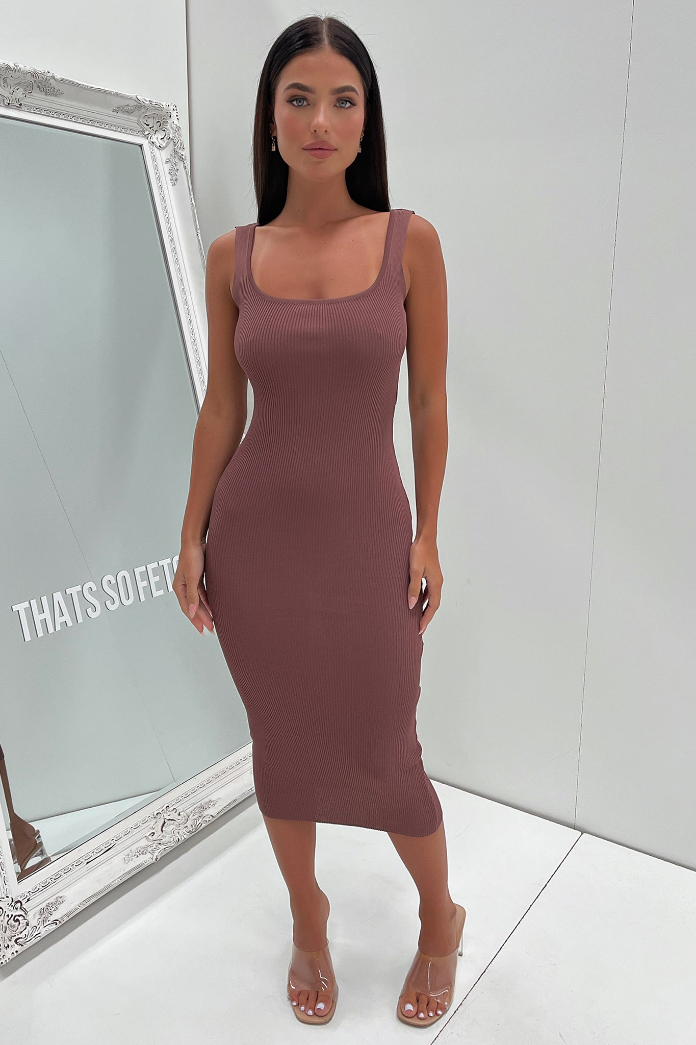 Neeha Midi Dress - Brown-Coutiqo
