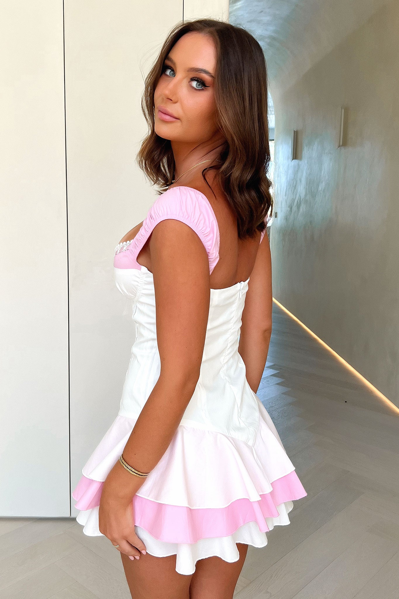 Nevada Dress - White/Pink-Coutiqo
