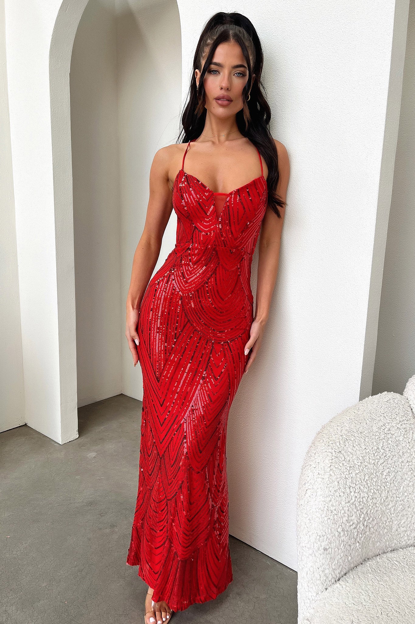 Nolan Maxi Dress - Red-Coutiqo
