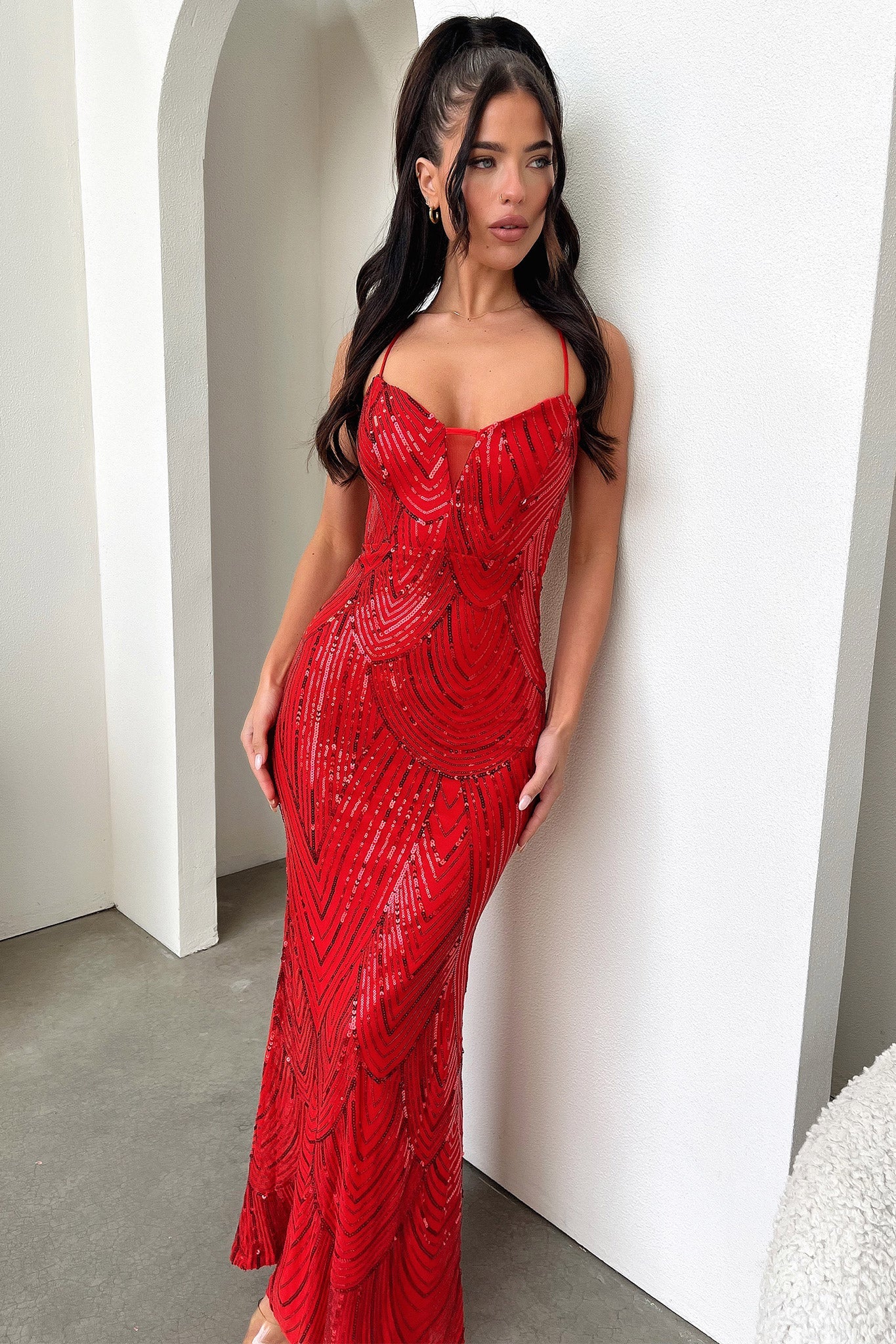 Nolan Maxi Dress - Red-Coutiqo