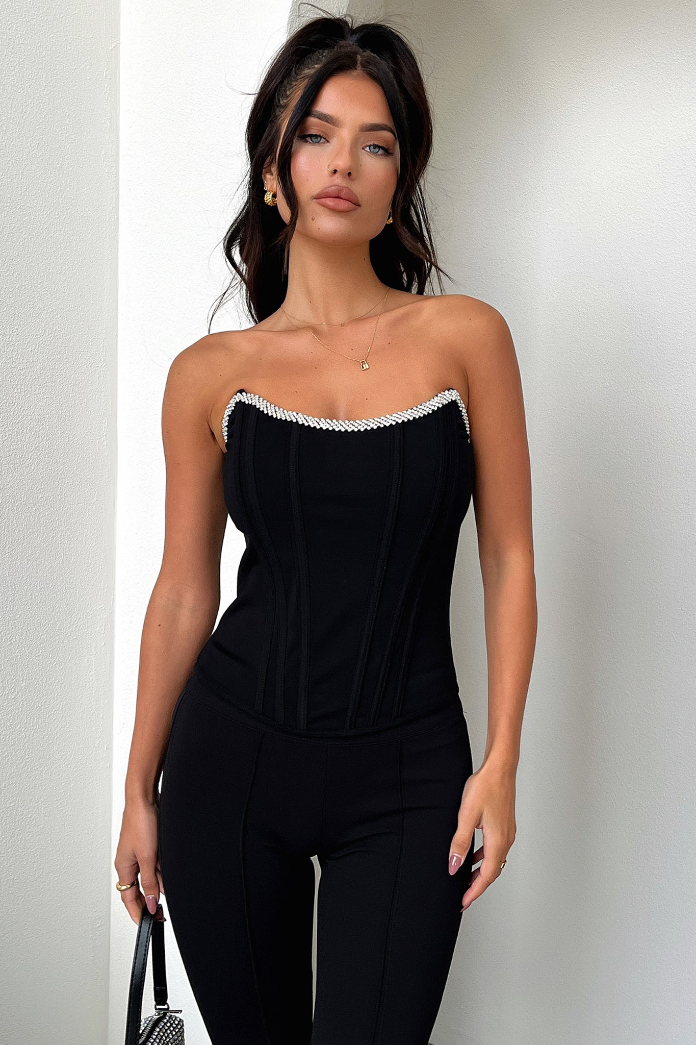 Nyra Corset Top - Black-Coutiqo