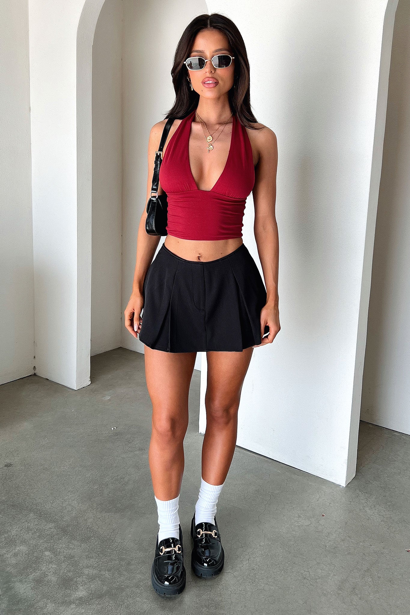 Orita Pleated Mini Skirt - Black-Coutiqo